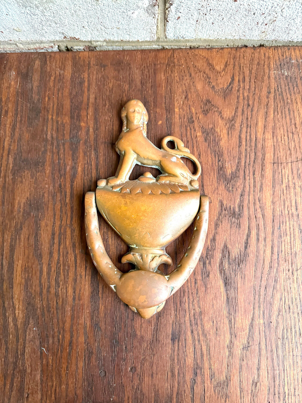 Antique Bronze Sphinx Door Knocker | Rustic 1800's Sphinx Door Knocker | English Regency Sphinx Door Decor | Neoclassic Motif Design Knocker