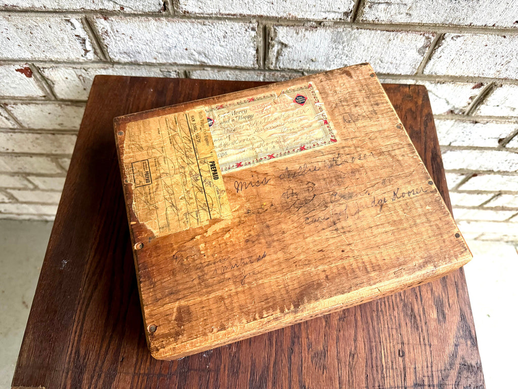 Antique Wood Castle Brothers Prune Box | Distressed Wood Prune Box | California Sun-Dried Prune Box | Santa Clara Valley Sun Dried Prune Box