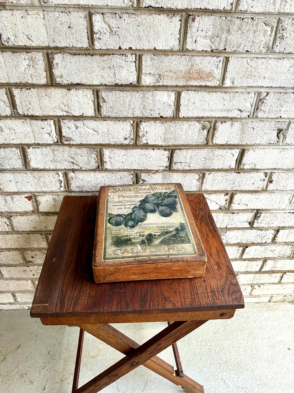Antique Wood Castle Brothers Prune Box | Distressed Wood Prune Box | California Sun-Dried Prune Box | Santa Clara Valley Sun Dried Prune Box