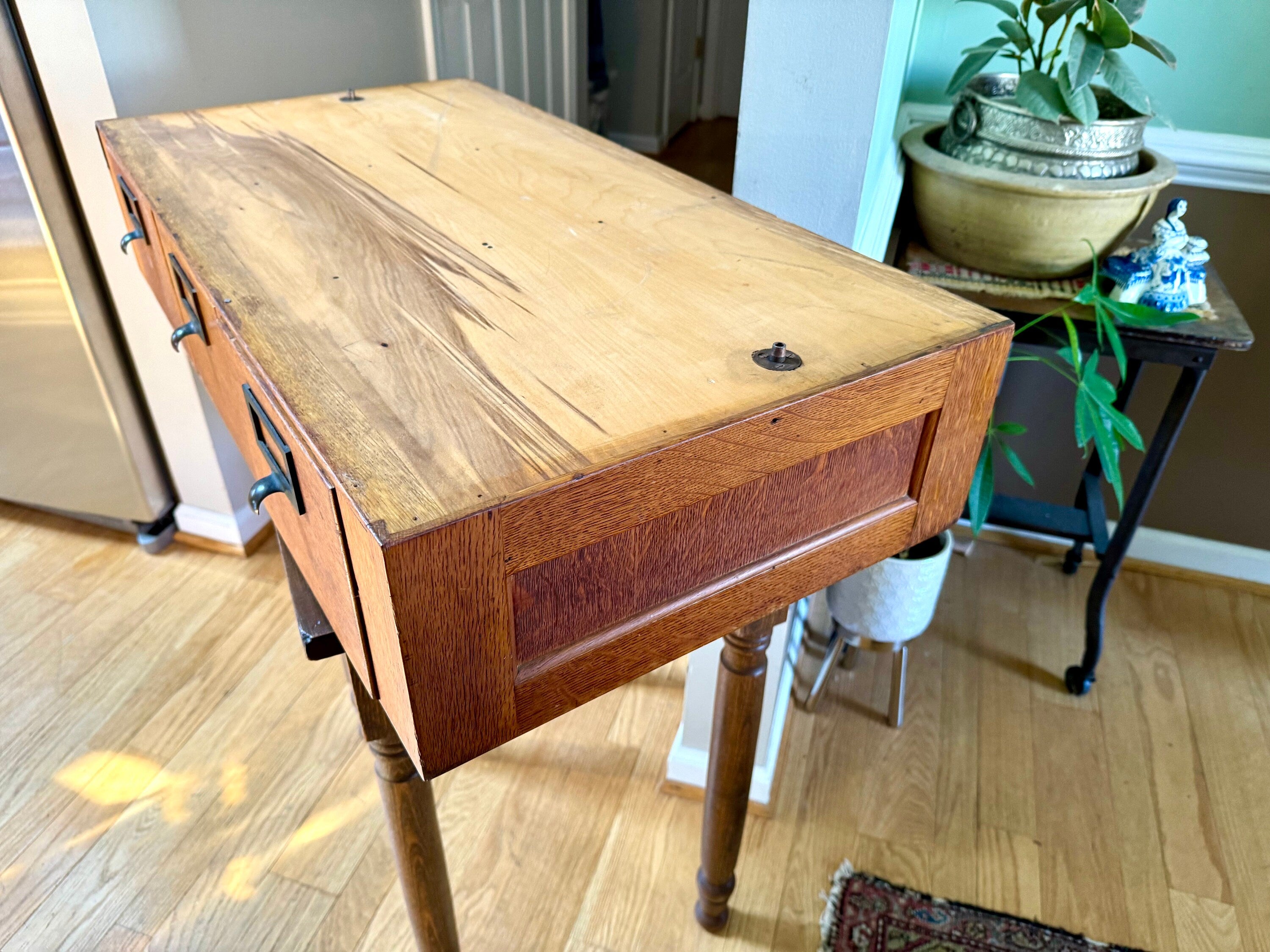 Vtg Wooden Globe Wernicke Card Catalog | Wood Card Catalog Cabinet | Rustic Storage | 3 Drawer Globe Cabinet| Library Card Catalog Table