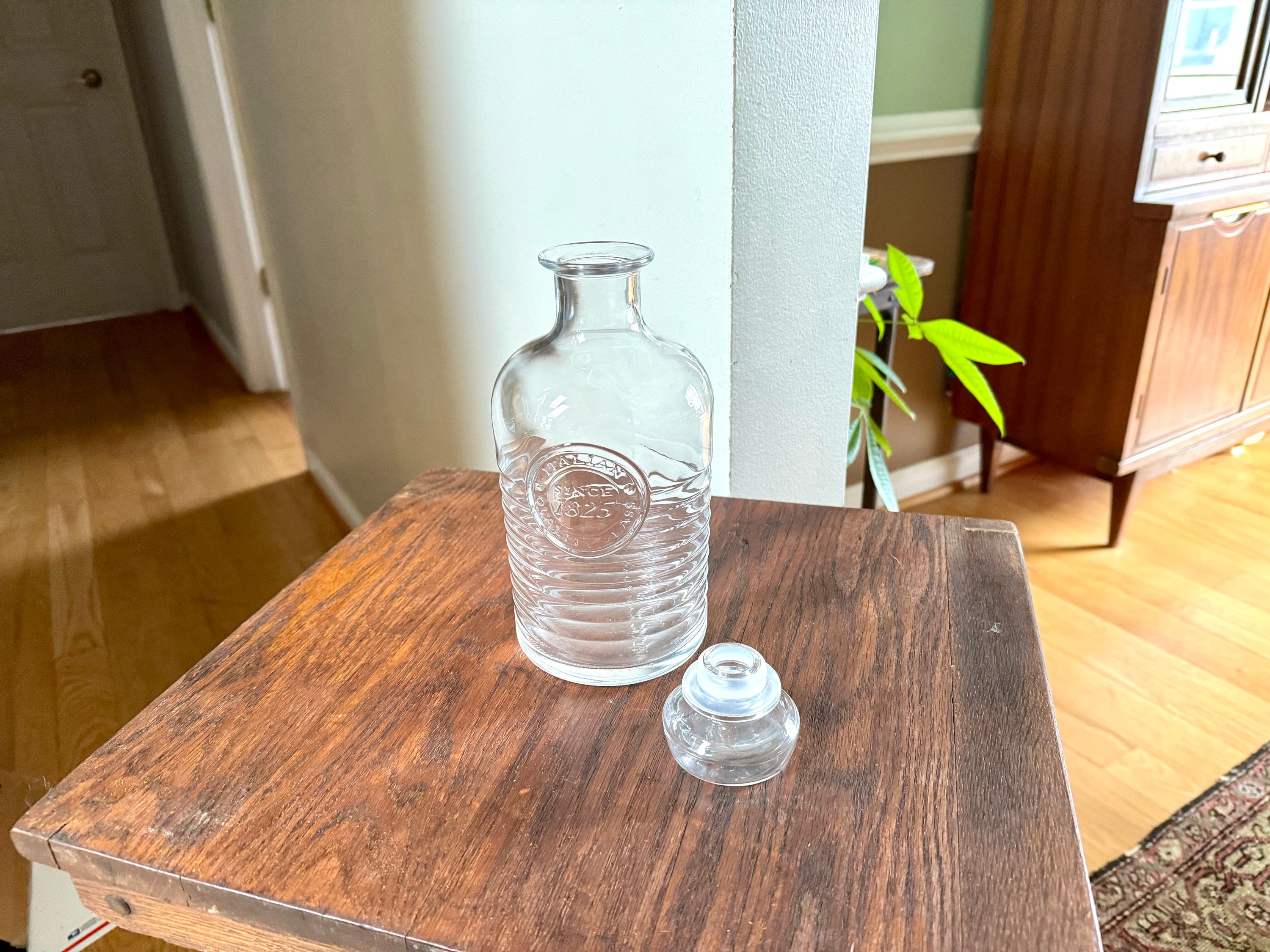 Vtg Bormioli Rocco Glass Decanter | Ribbed Italian Quality Glass Bottle With Stopper | Glass Whiskey Decanter | 2 Available