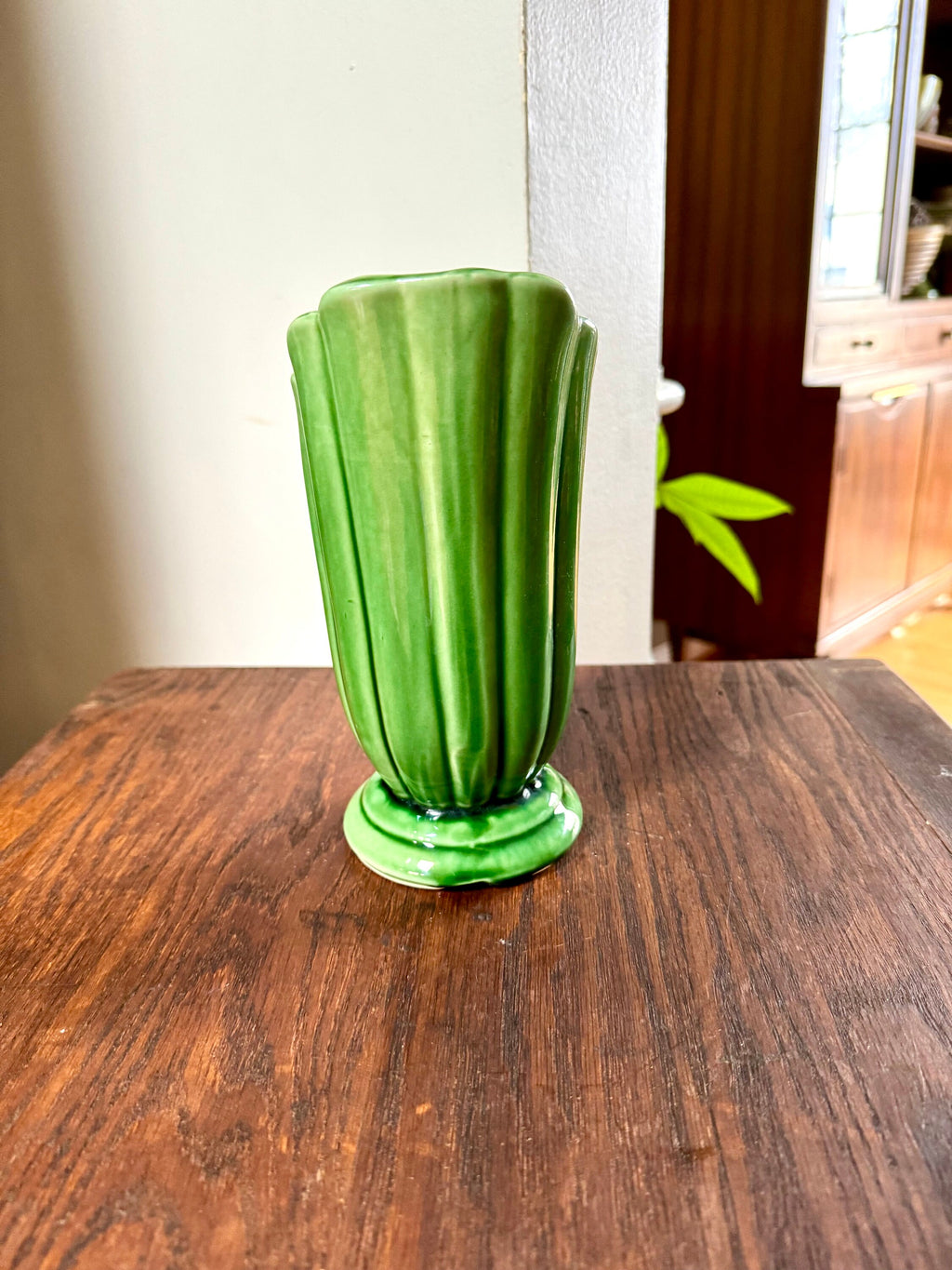Vtg Shawnee 828 Ceramic Pitcher | Emerald Green Pottery Vase | Dragon Handle Ceramic Pitcher | Art Deco Shawnee Vase