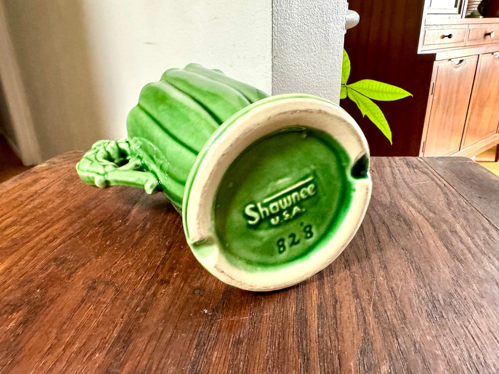 Vtg Shawnee 828 Ceramic Pitcher | Emerald Green Pottery Vase | Dragon Handle Ceramic Pitcher | Art Deco Shawnee Vase