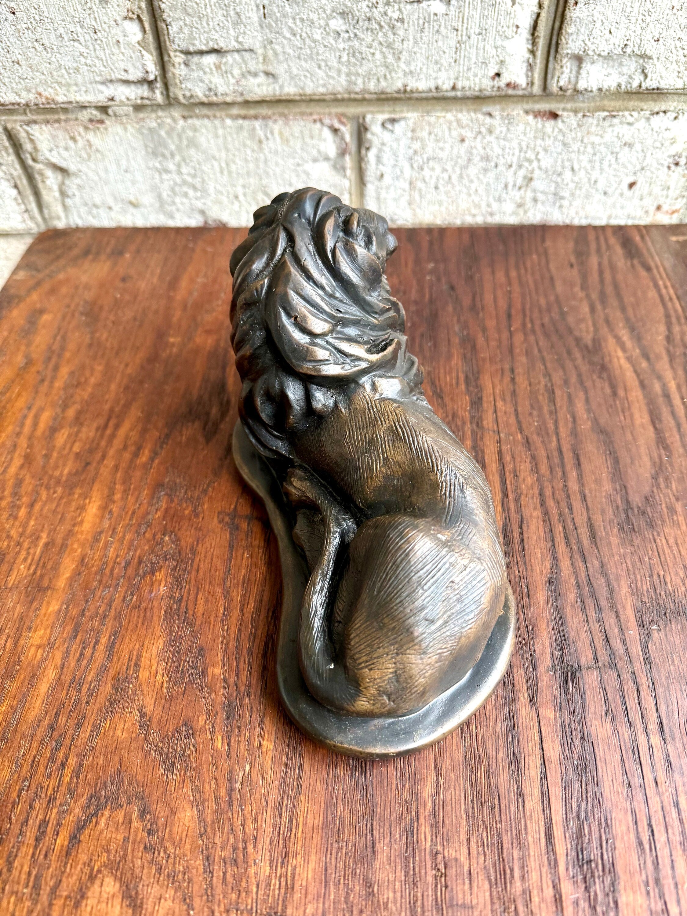 Vtg Bronze Resting Lion Statue | Laying Lion Brass Statue | Bronze Lion Figuring | Lion Sculpture | Mid Century Lion Statue
