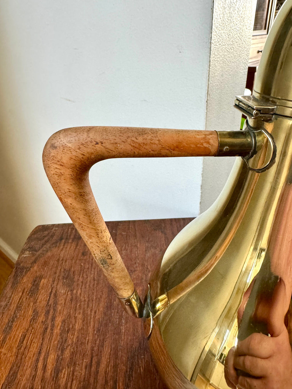 Vtg Italian Brass Tea Pot | Mid Century Modern Brass Teapot with Wood Handle | Made In Italy Brass Tea Kettle