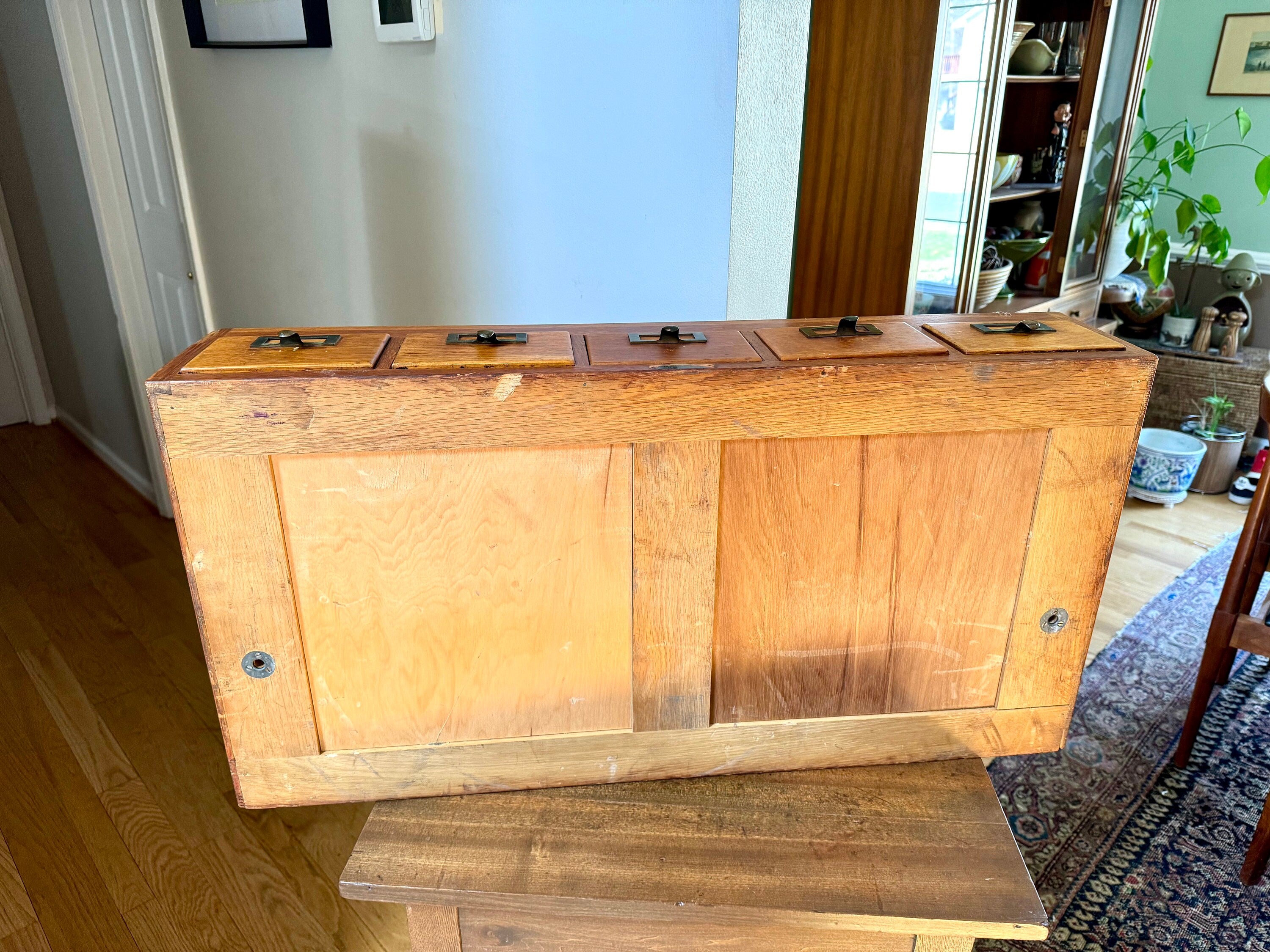 Vtg Wooden Globe Wernicke Card Catalog | Wood Card Catalog Cabinet | Rustic Storage | 5 Drawer Globe Cabinet| Library Card Catalog Table