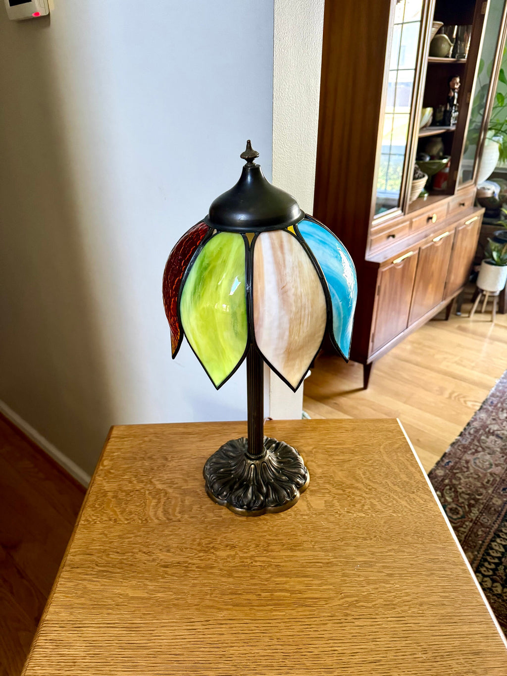 Vtg Miller 952 Slag Glass Lamp | Ornate Miller Base with Multicolor Slag Glass Shade | Slag Glass Desk Lamp | Miller Lamp Company 952