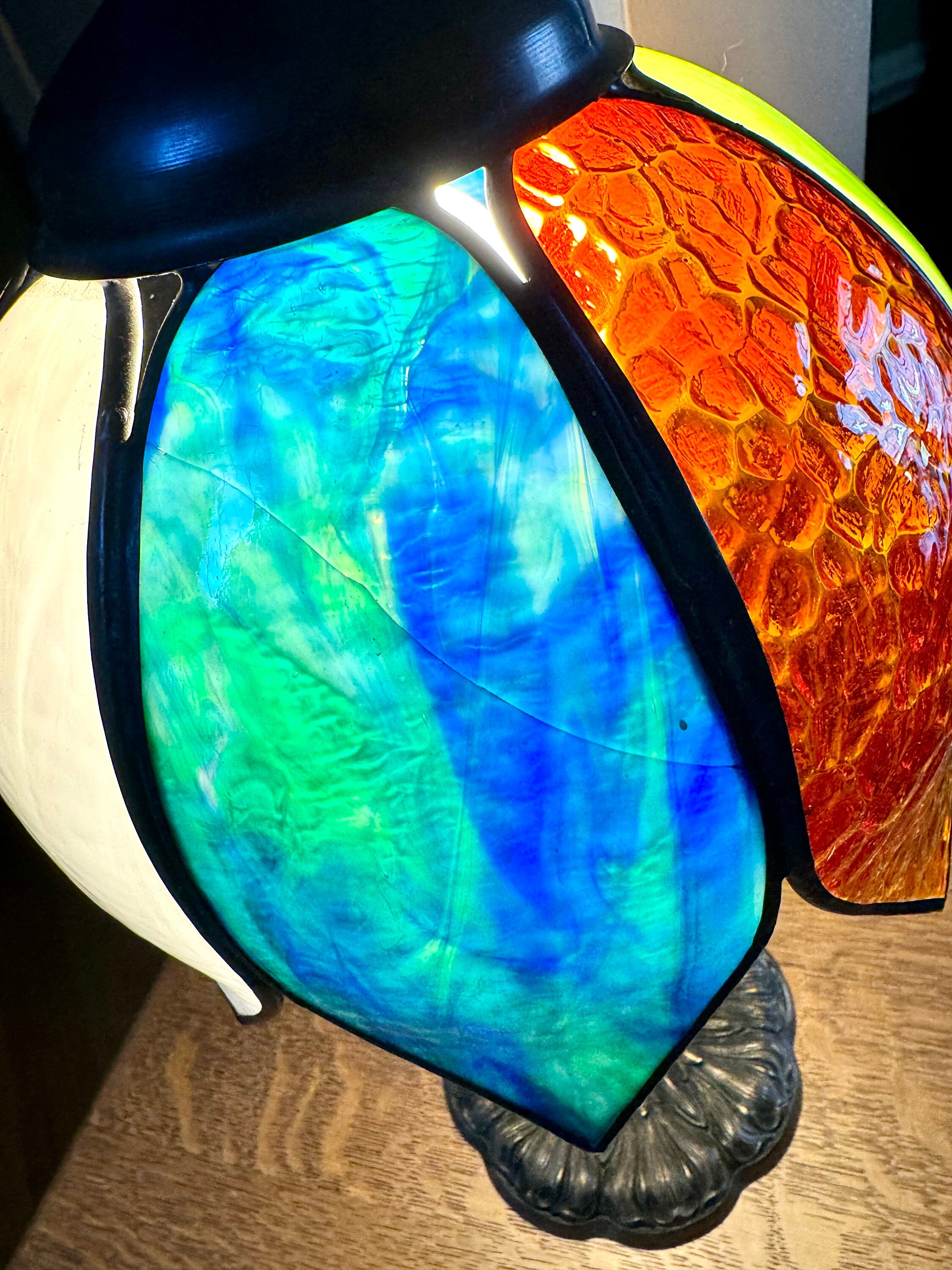 Vtg Miller 952 Slag Glass Lamp | Ornate Miller Base with Multicolor Slag Glass Shade | Slag Glass Desk Lamp | Miller Lamp Company 952
