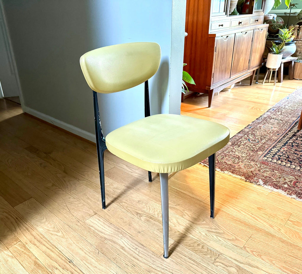 Vtg Aluminum Gazelle Crucible Chair | Shelby Williams Yellow Metal Crucible Chair | MCM Crucible Chair | Crucible Products Corp Chair