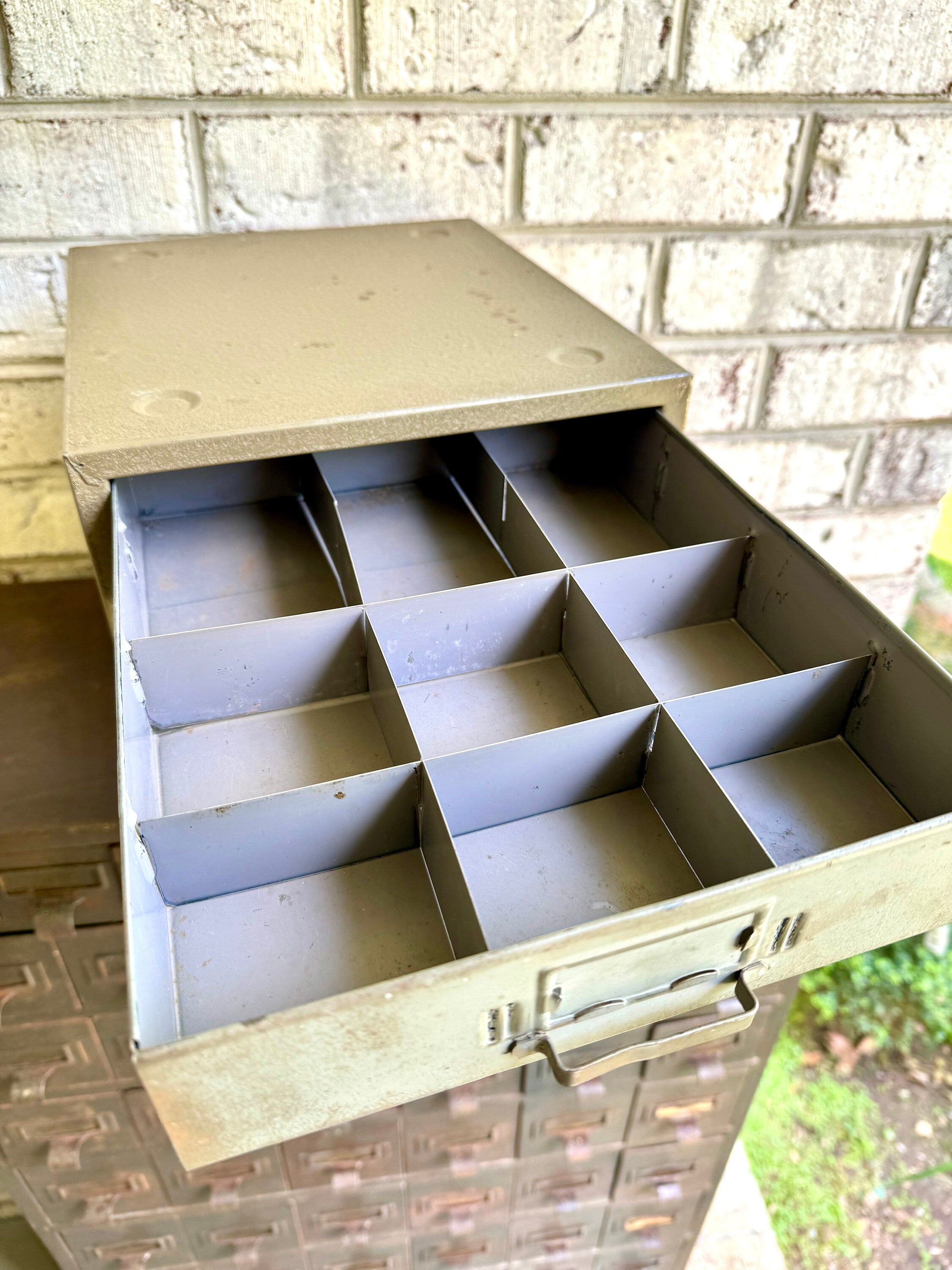 Vtg Rustic Union Cabinet | Rustic Metal 4 Drawer Desktop Organizer| Industrial Union Chest 410 | 4 Drawer Parts Bin
