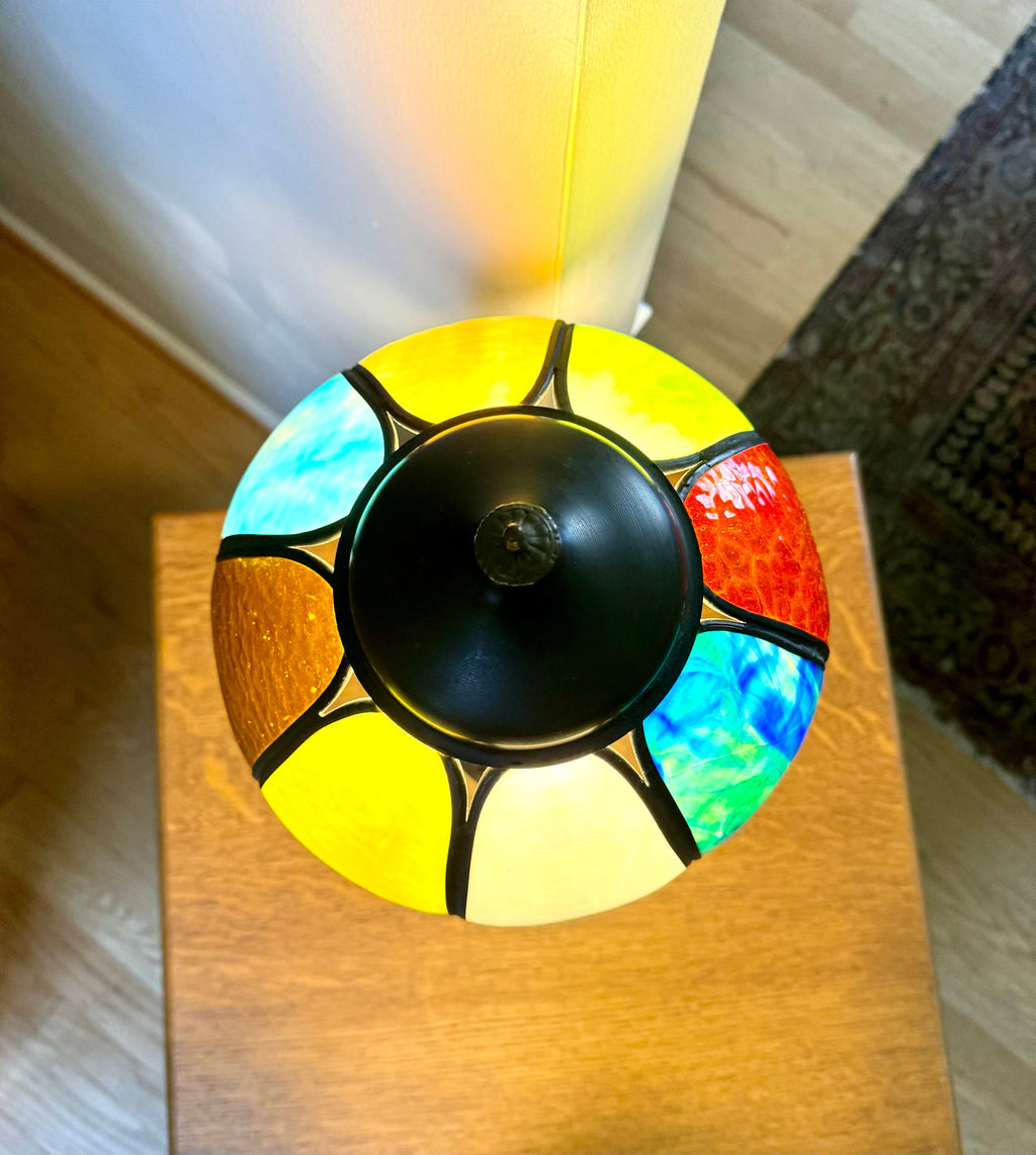Vtg Miller 952 Slag Glass Lamp | Ornate Miller Base with Multicolor Slag Glass Shade | Slag Glass Desk Lamp | Miller Lamp Company 952