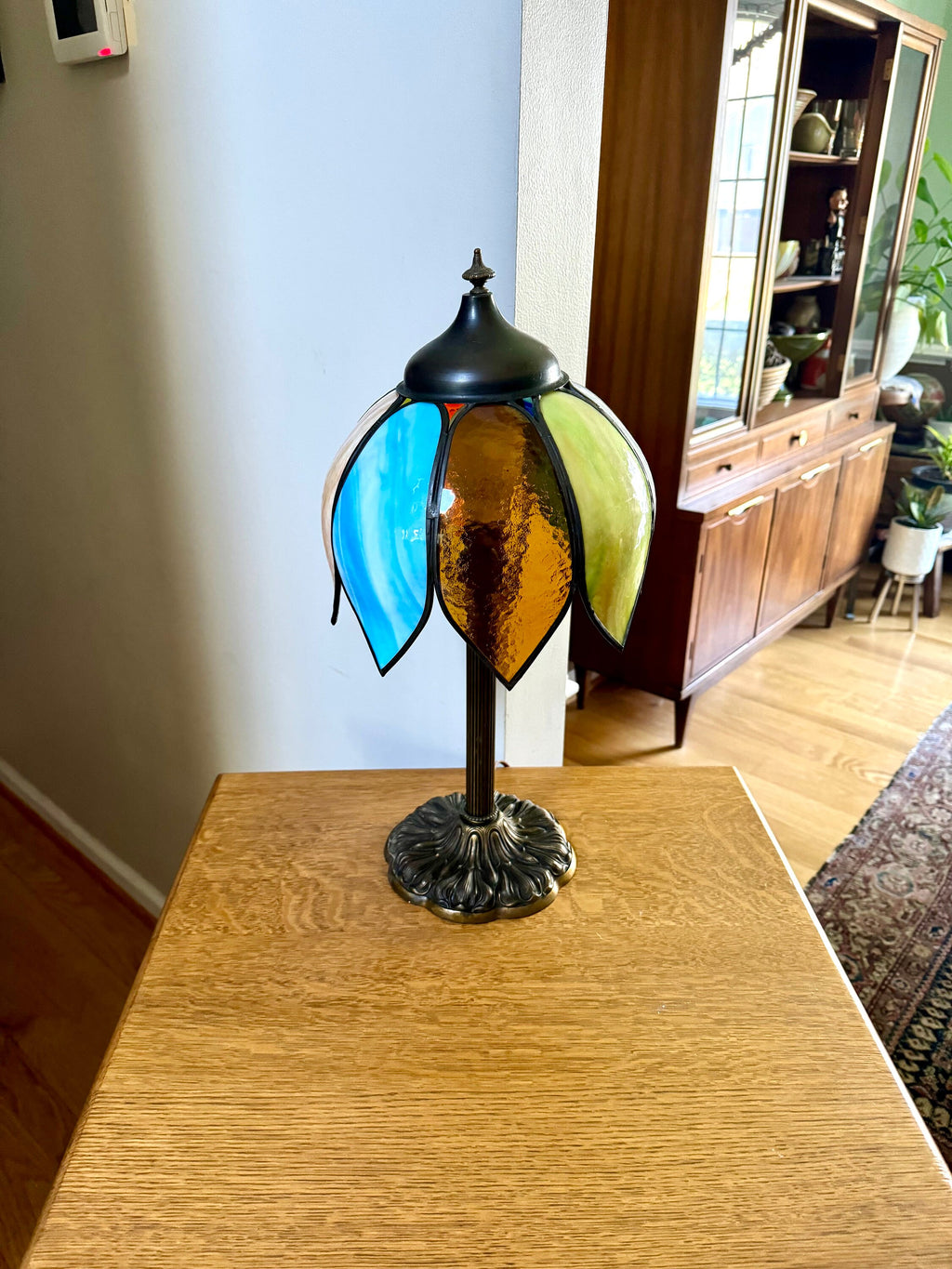 Vtg Miller 952 Slag Glass Lamp | Ornate Miller Base with Multicolor Slag Glass Shade | Slag Glass Desk Lamp | Miller Lamp Company 952