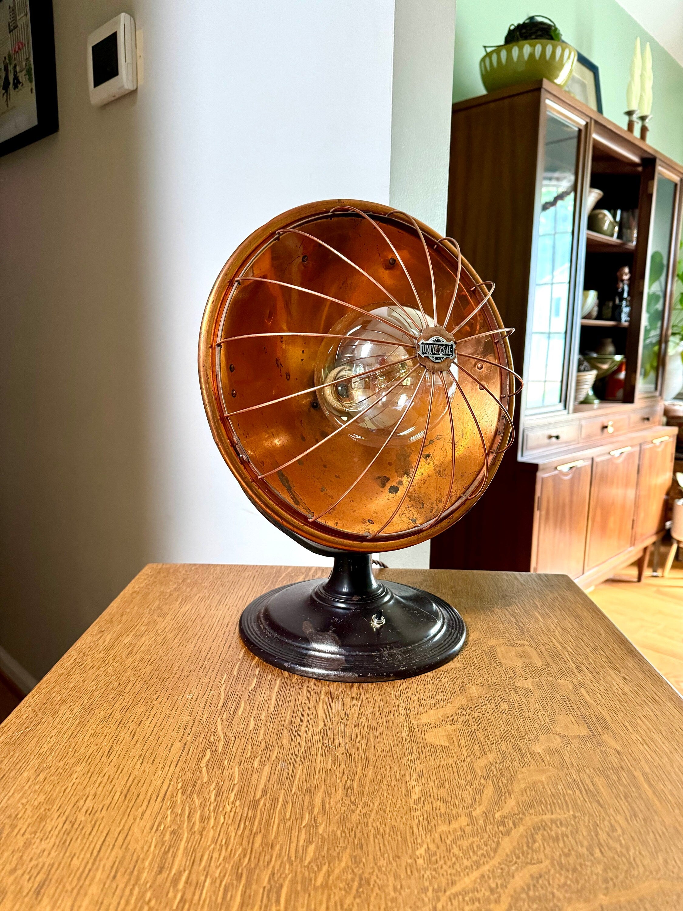 Repurpose Universal Heater Lamp | Vtg Copper Space Heater Up Cycled Light | Rustic Brass Heater lamp | Industrial Accent Lamp