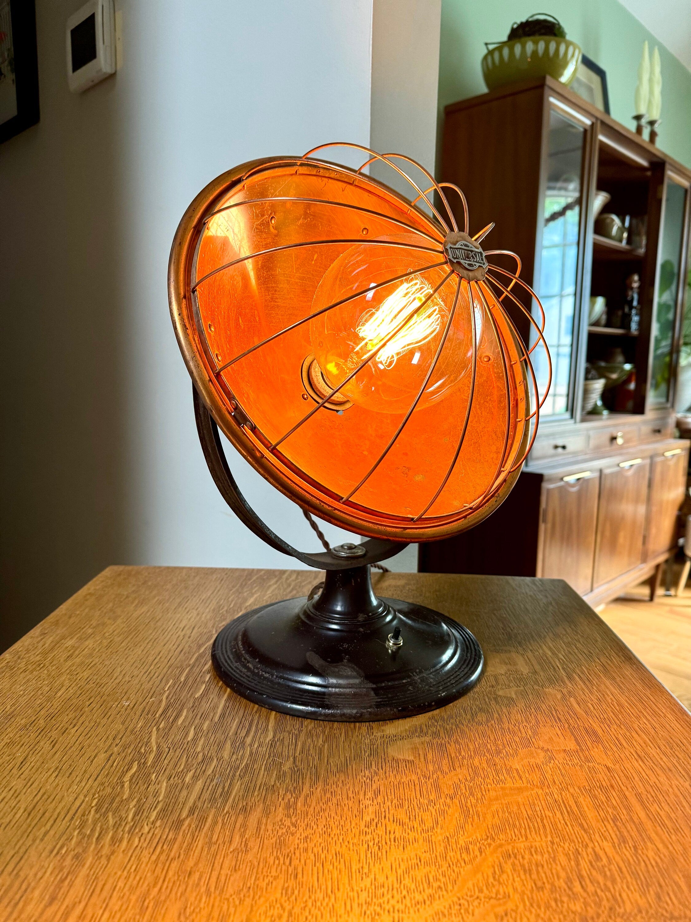 Repurpose Universal Heater Lamp | Vtg Copper Space Heater Up Cycled Light | Rustic Brass Heater lamp | Industrial Accent Lamp
