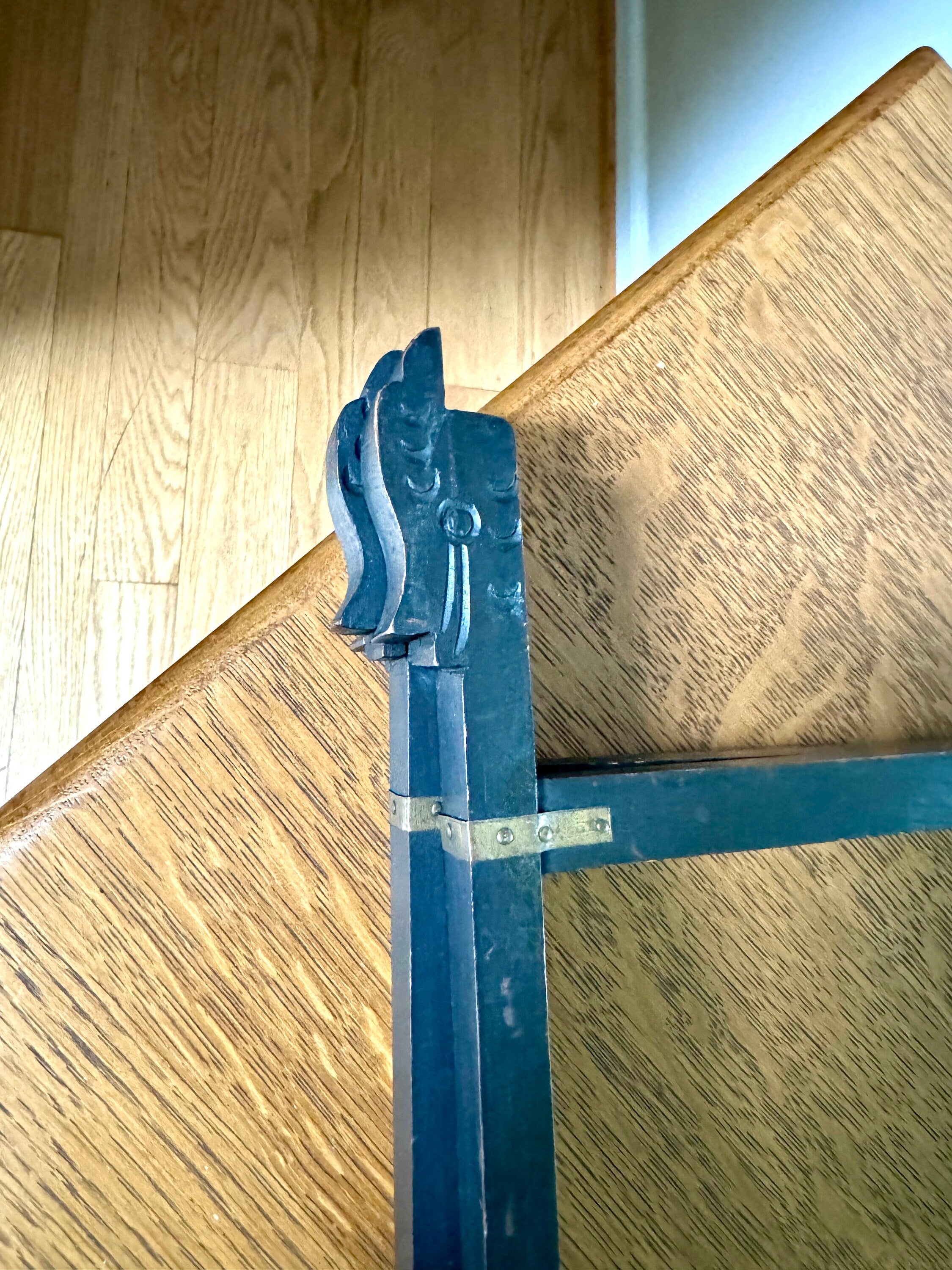 Vintage 6 Legged Folding Plant Stand | Chinese Folding Wood Plant Stand | Asian Black Folding Stand