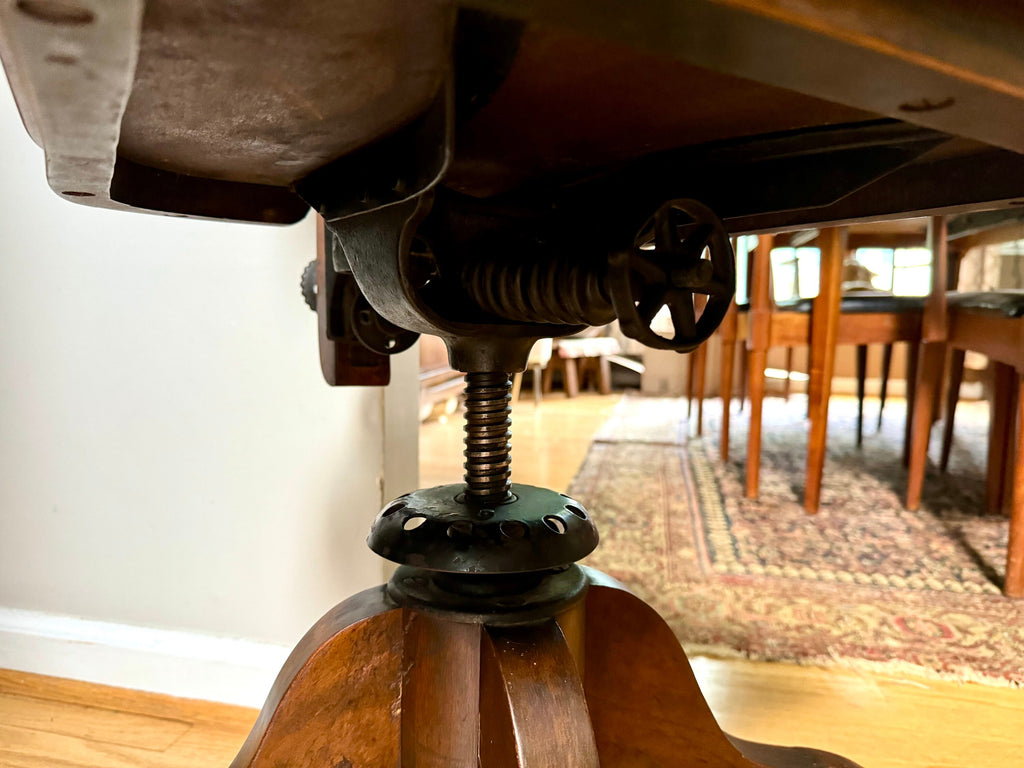 Vintage Solid Wood Desk Chair | Wooden Swivel Chair | Sikes Co. Wood Industrial Chair | Old Library Chair| Rustic Caster Chair | Adjustable Chair