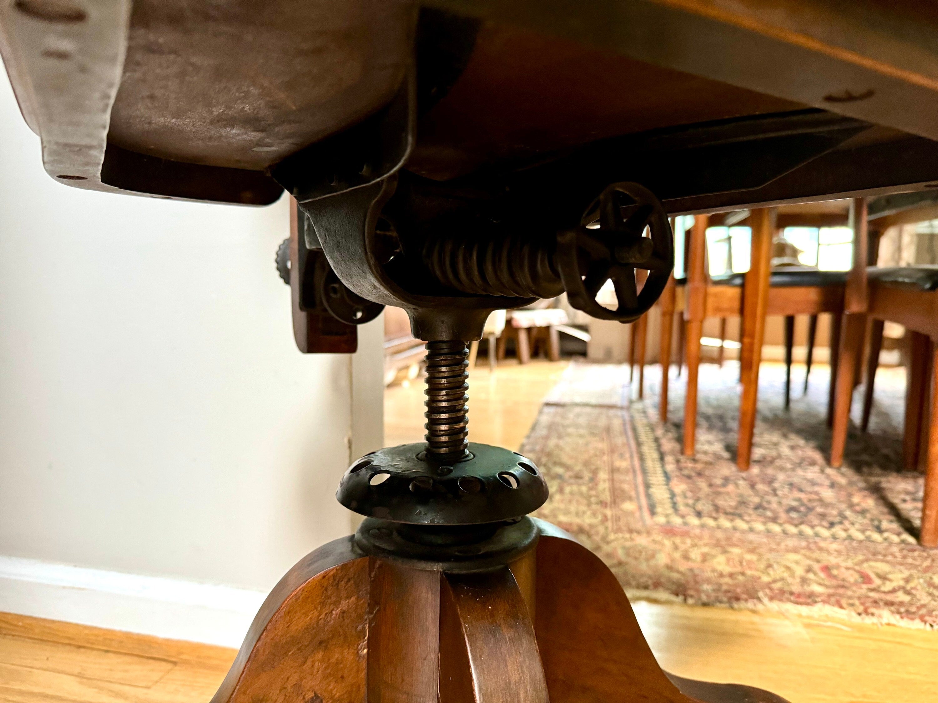 Vintage Solid Wood Desk Chair | Wooden Swivel Chair | Sikes Co. Wood Industrial Chair | Old Library Chair| Rustic Caster Chair | Adjustable Chair