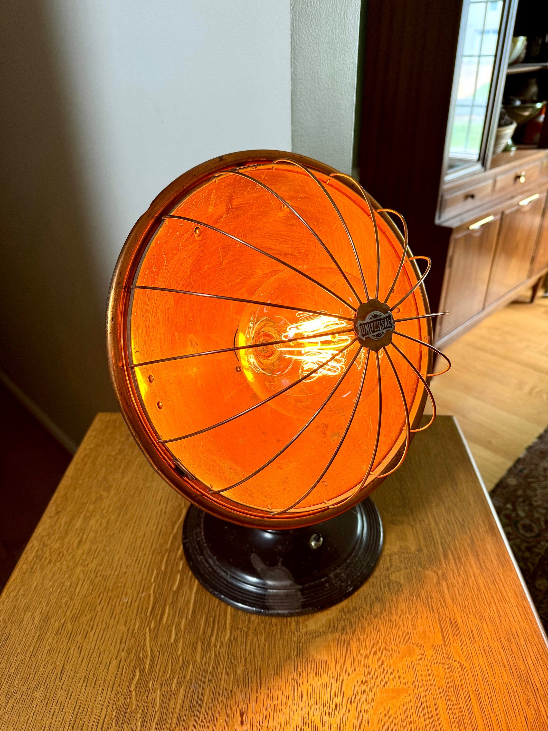 Repurpose Universal Heater Lamp | Vtg Copper Space Heater Up Cycled Light | Rustic Brass Heater lamp | Industrial Accent Lamp