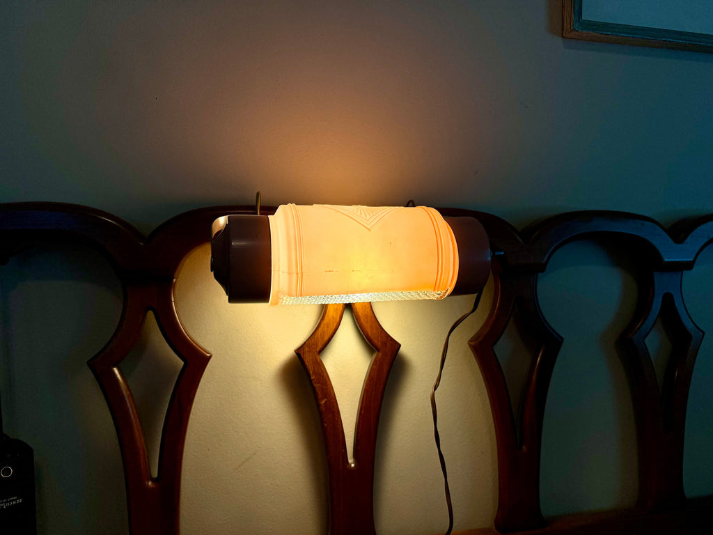 Vintage Art Deco Headboard Lamp | Pink Glass Headboard Lamp | Art Deco Reading Lamp | In bed Reading Lamp | Pink Pressed Glass Reading Lamp