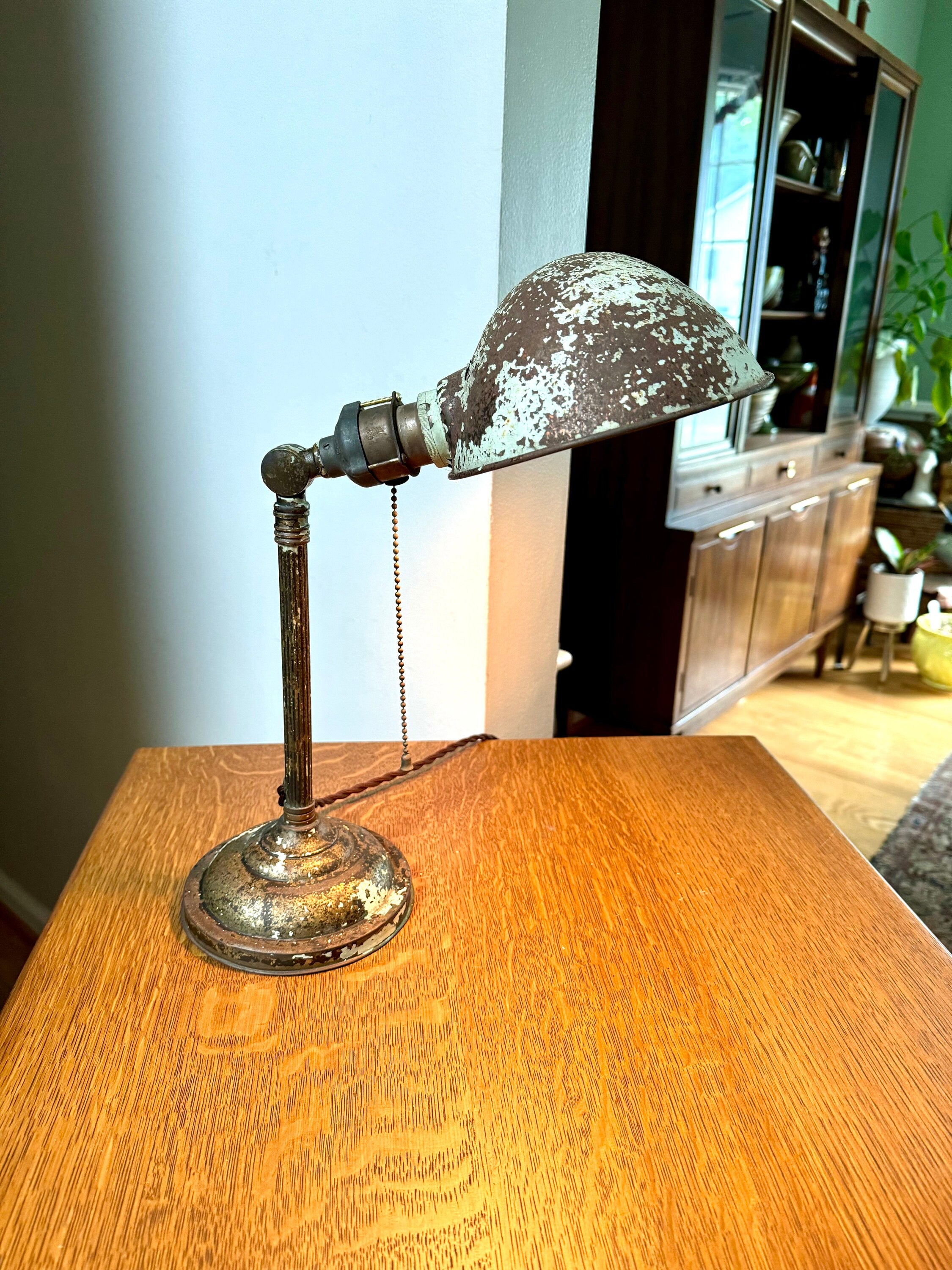 Vintage Industrial Art Decor Lamp | Industrial Pillar Lamp | Rustic Desk Lamp | Antique Desk Lamp | Distressed Art Deco Lamp | Rewired Lamp