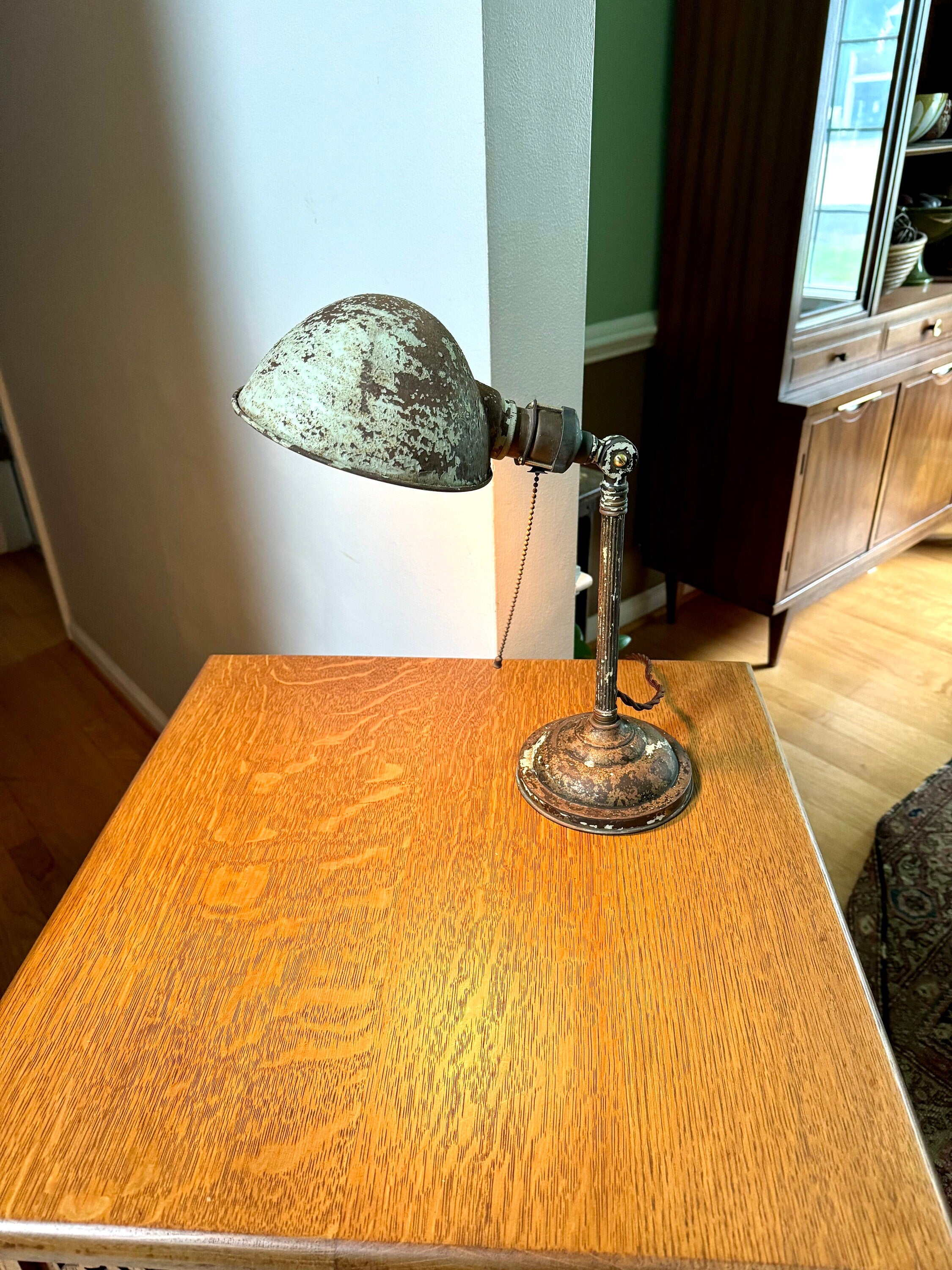 Vintage Industrial Art Decor Lamp | Industrial Pillar Lamp | Rustic Desk Lamp | Antique Desk Lamp | Distressed Art Deco Lamp | Rewired Lamp