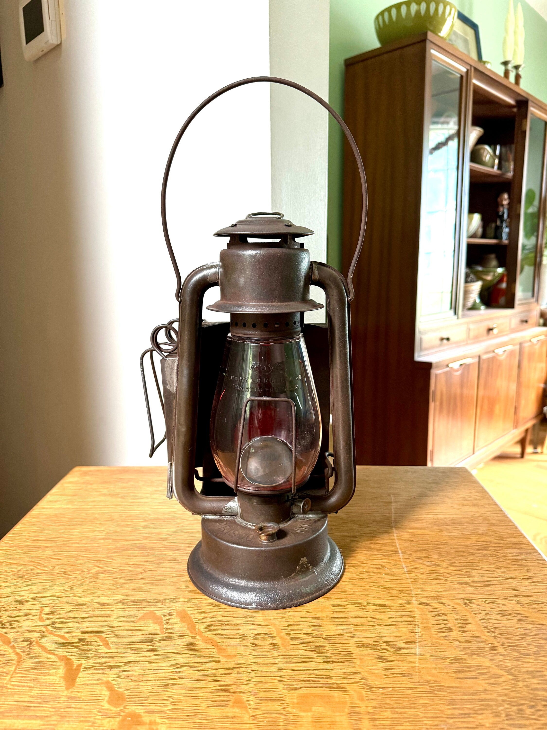 Antique Prisco Pony CB Bulls Eye Globe Lantern | Vintage Rayo Pony C.B. Bulls Eye Lantern| Pritchard Strong Oil Lamp