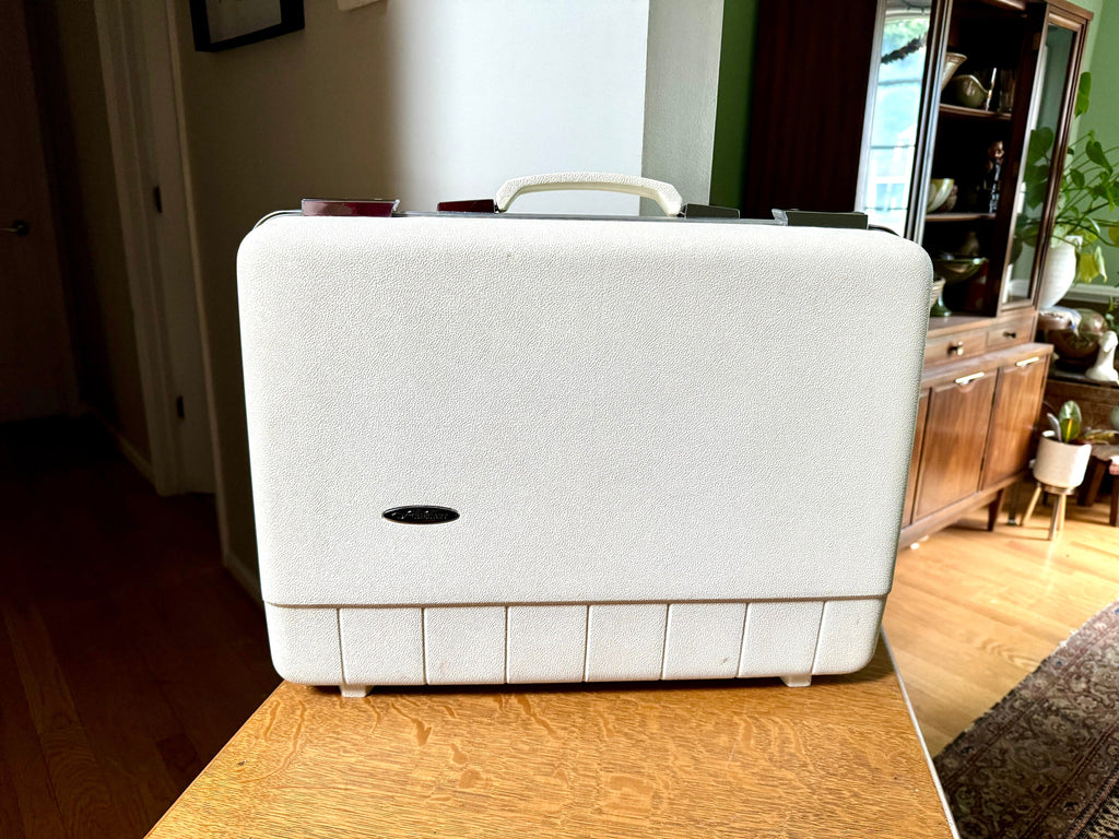 Vintage White Sears Forecast Suitcase | Hardshell Sears Forecast Suitcase | Retro Luggage | Carry On Luggage | Weekender Bag