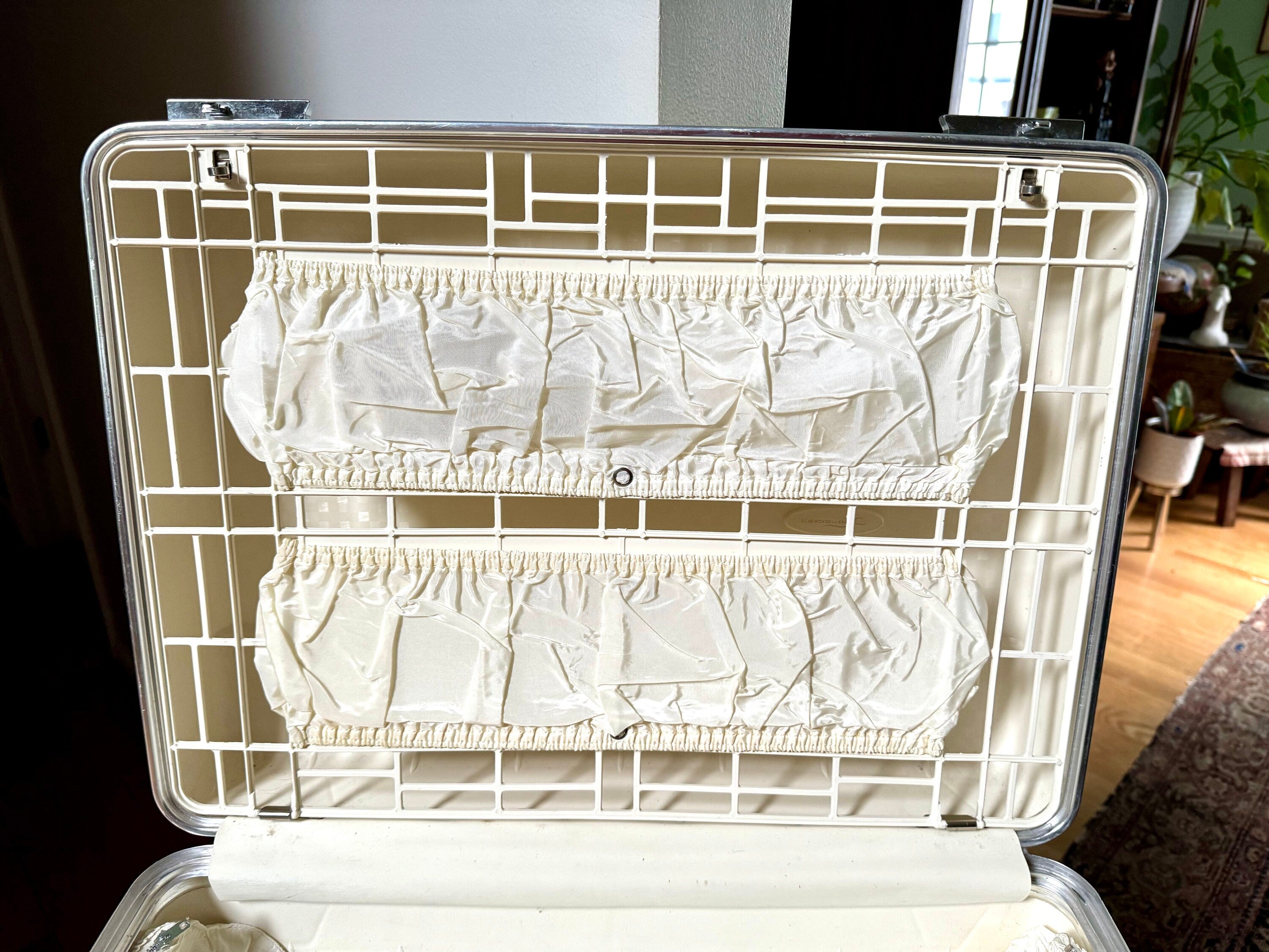 Vintage White Sears Forecast Suitcase | Hardshell Sears Forecast Suitcase | Retro Luggage | Carry On Luggage | Weekender Bag