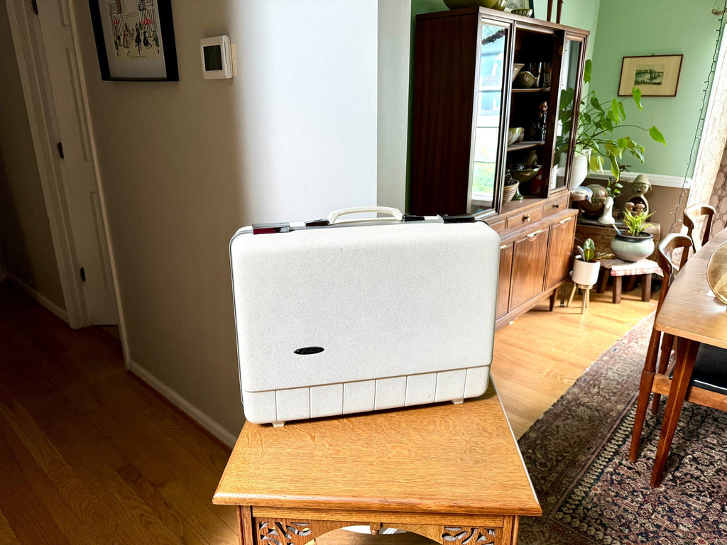 Vintage White Sears Forecast Suitcase | Hardshell Sears Forecast Suitcase | Retro Luggage | Carry On Luggage | Weekender Bag