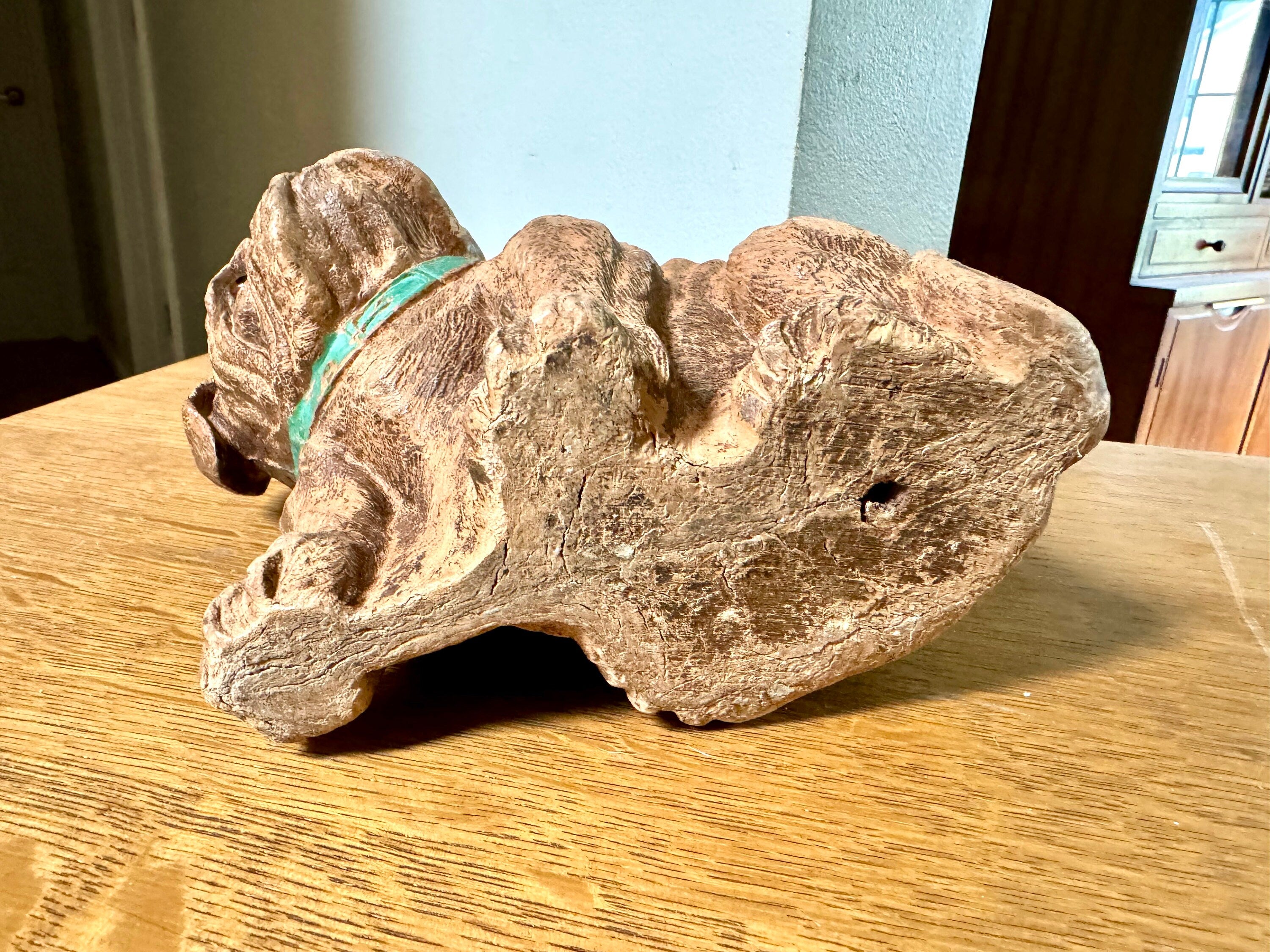 Vintage Carved Syroco Bulldog | Molded Burwood Bulldog | 1930's Syroco Bulldog Statue | Bulldog Lover Statue