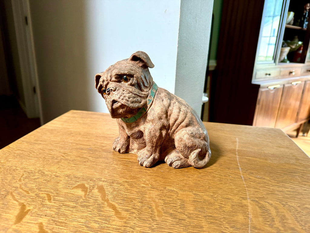 Vintage Carved Syroco Bulldog | Molded Burwood Bulldog | 1930's Syroco Bulldog Statue | Bulldog Lover Statue