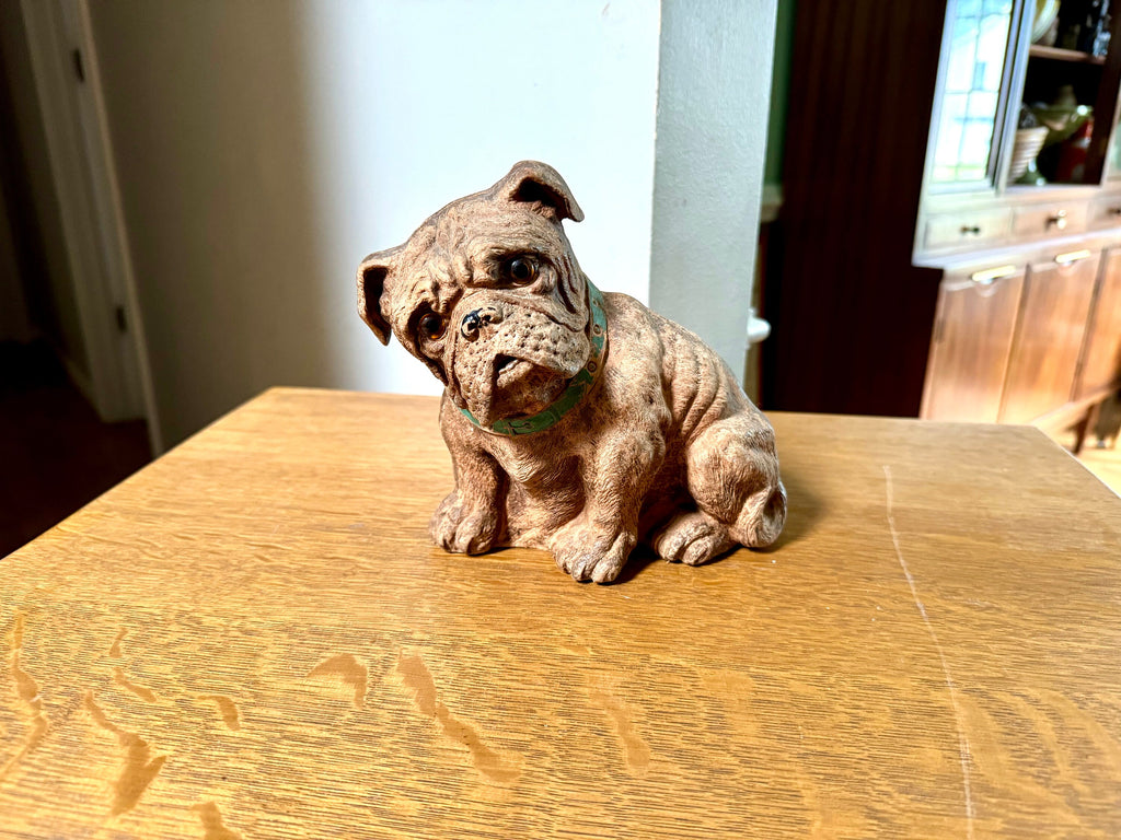 Vintage Carved Syroco Bulldog | Molded Burwood Bulldog | 1930's Syroco Bulldog Statue | Bulldog Lover Statue