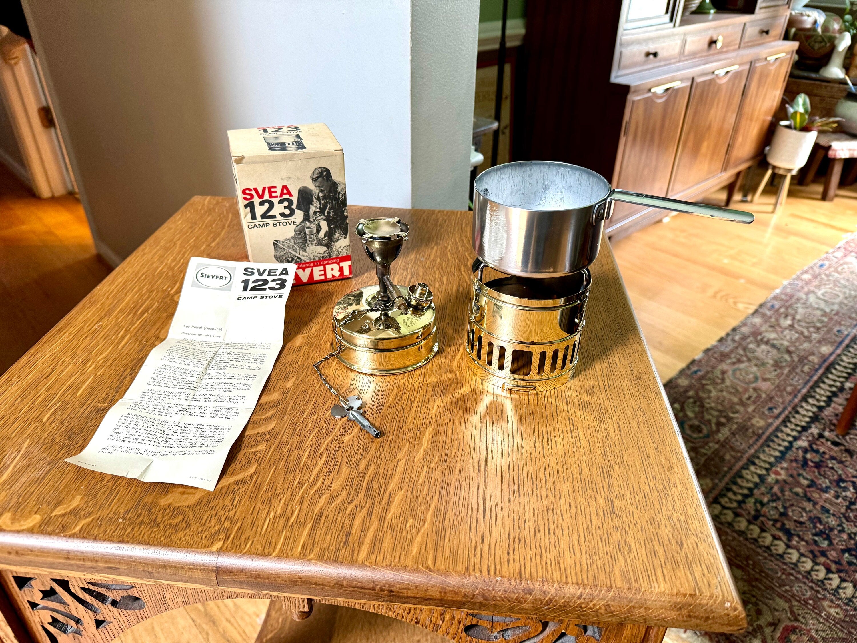 Vintage SVEA 123 Burner Stove | SVEA 123 Backpack Stove | Swedish Brass Camping Stove | Complete SVEA 123 Hiking Stove | Polished Svea Stove