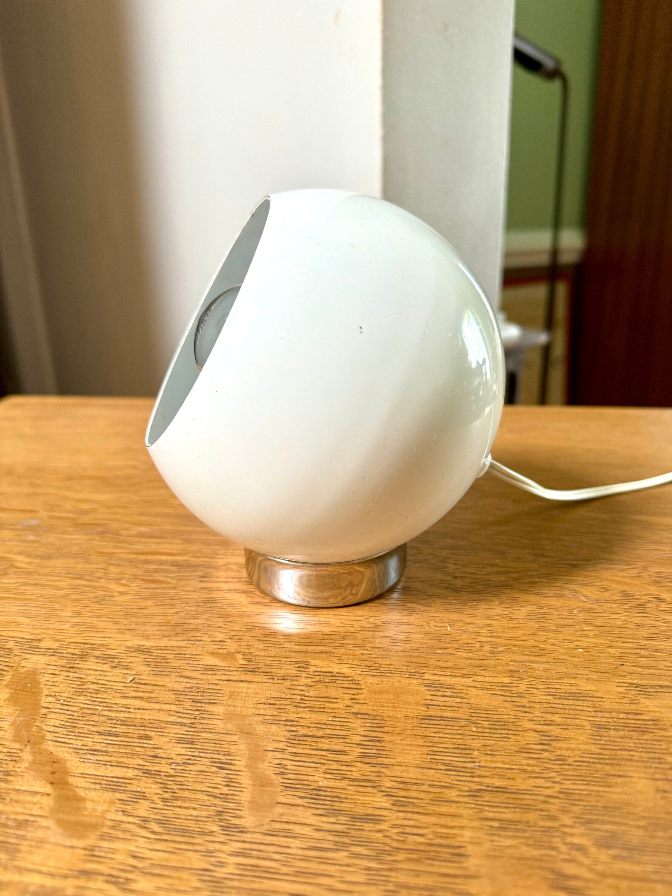 Vintage MCM George Kovacs Style Eyeball Lamp | MCM White Orb Lamp | Magnetic White Eyeball Spotlight | Atomic Orb Lamp | Magnetic Base Lamp