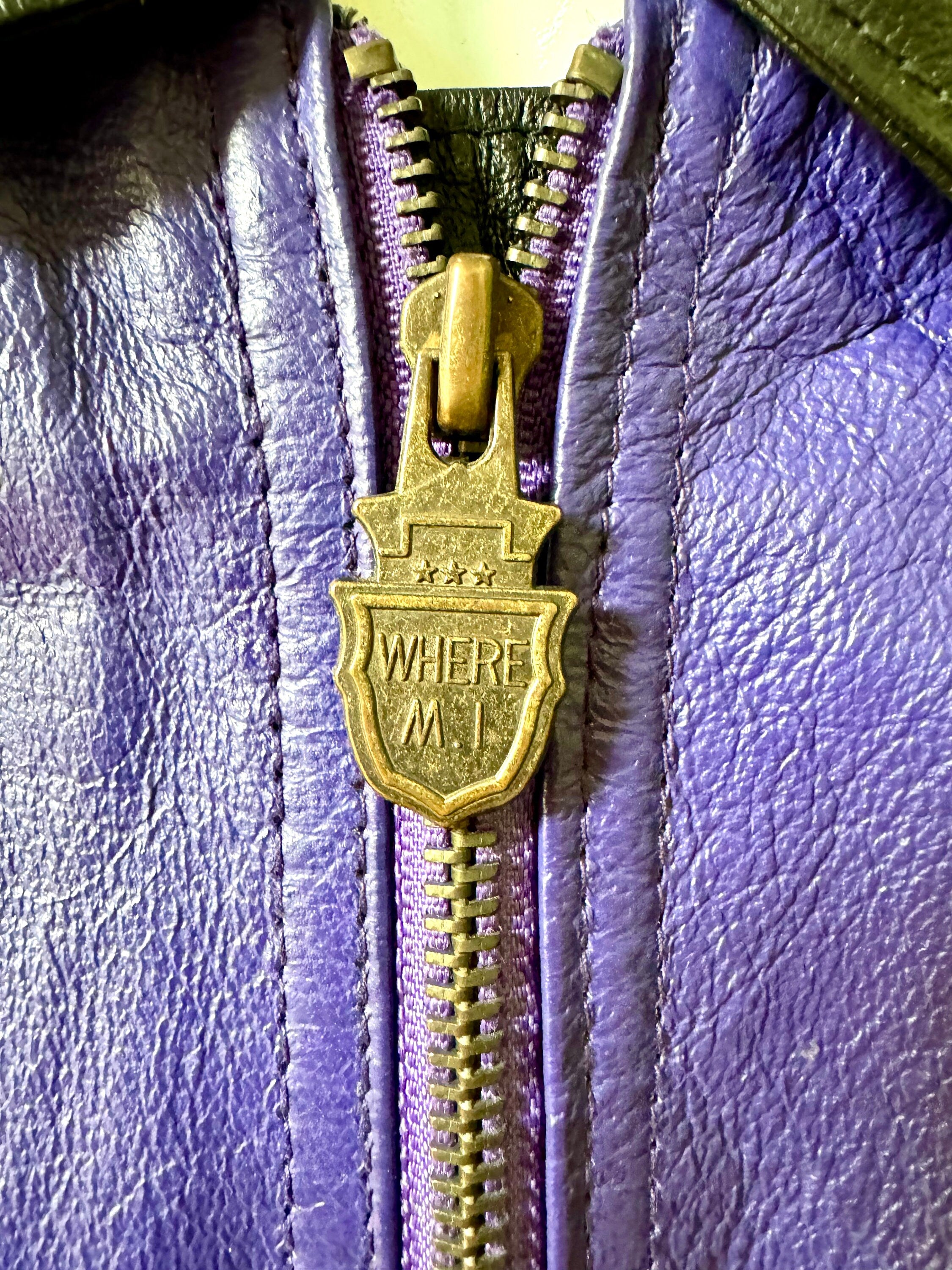 1990's Michael Hoban Purple 8 Leather Jacket | Vintage Michael Hoban Wheremi Jacket | XL Purple 8 Ball Jacket