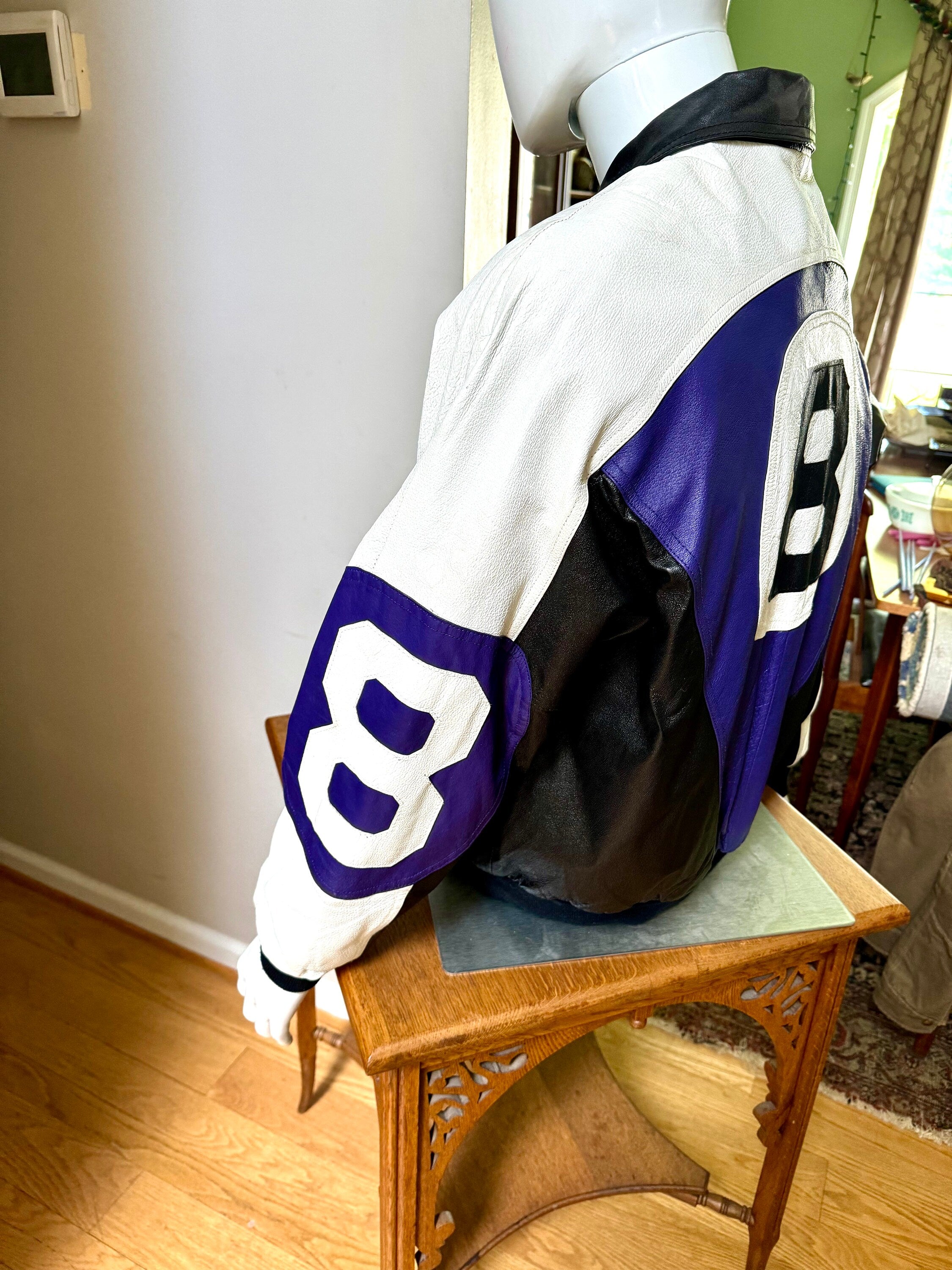 1990's Michael Hoban Purple 8 Leather Jacket | Vintage Michael Hoban Wheremi Jacket | XL Purple 8 Ball Jacket