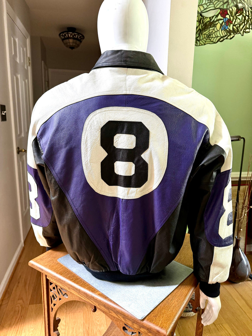1990's Michael Hoban Purple 8 Leather Jacket | Vintage Michael Hoban Wheremi Jacket | XL Purple 8 Ball Jacket
