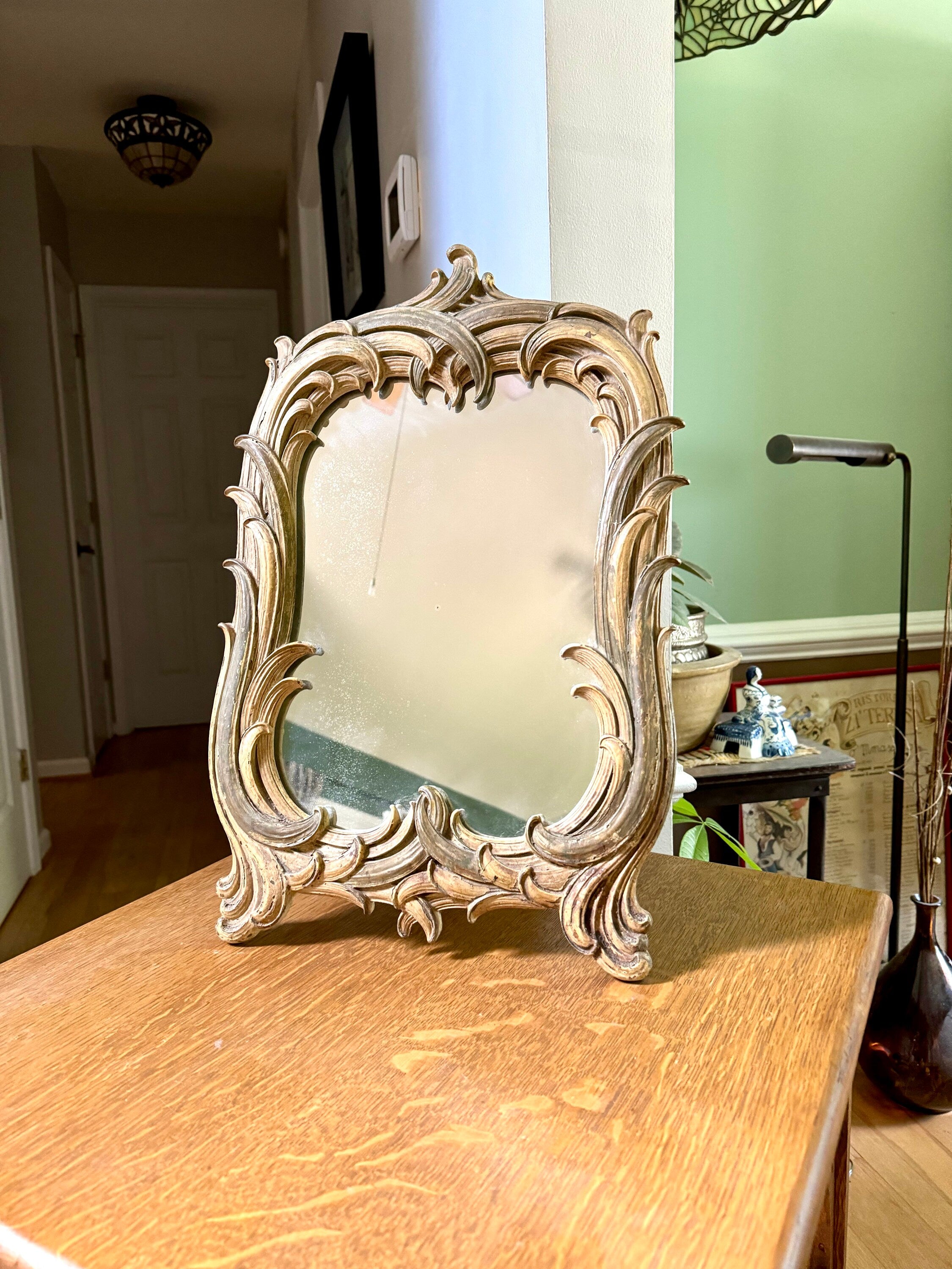 Antique Art Nouveau Mirror | Serge Roche Ornate Resin Mirror | Syroco Organic Mirror Ornate Guilted Mirror| Victorian Counter or Wall Mirror