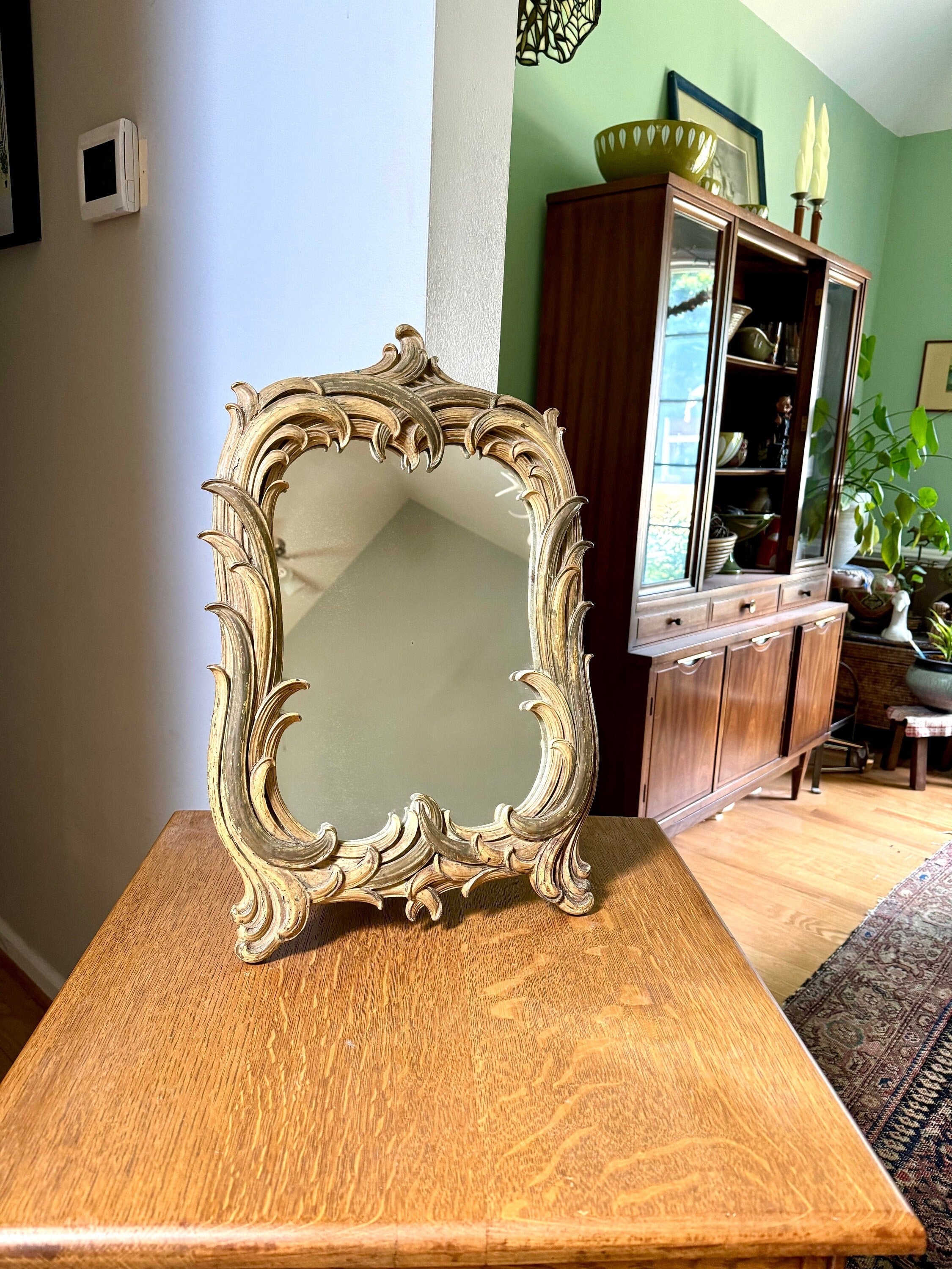 Antique Art Nouveau Mirror | Serge Roche Ornate Resin Mirror | Syroco Organic Mirror Ornate Guilted Mirror| Victorian Counter or Wall Mirror
