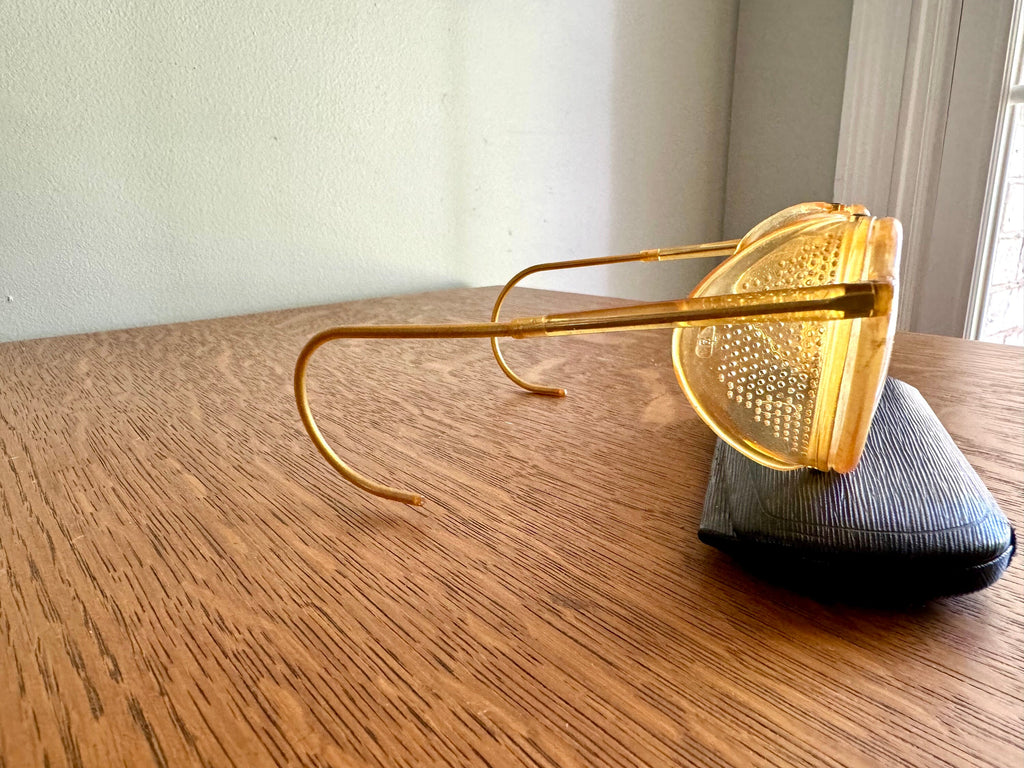 Pair Of 1950's Safety Eyeglasses | Vintage Bausch and Lomb Safety Eyewear | Yellow Safety Eye Glasses | Bausch and Lomb Work Glasses