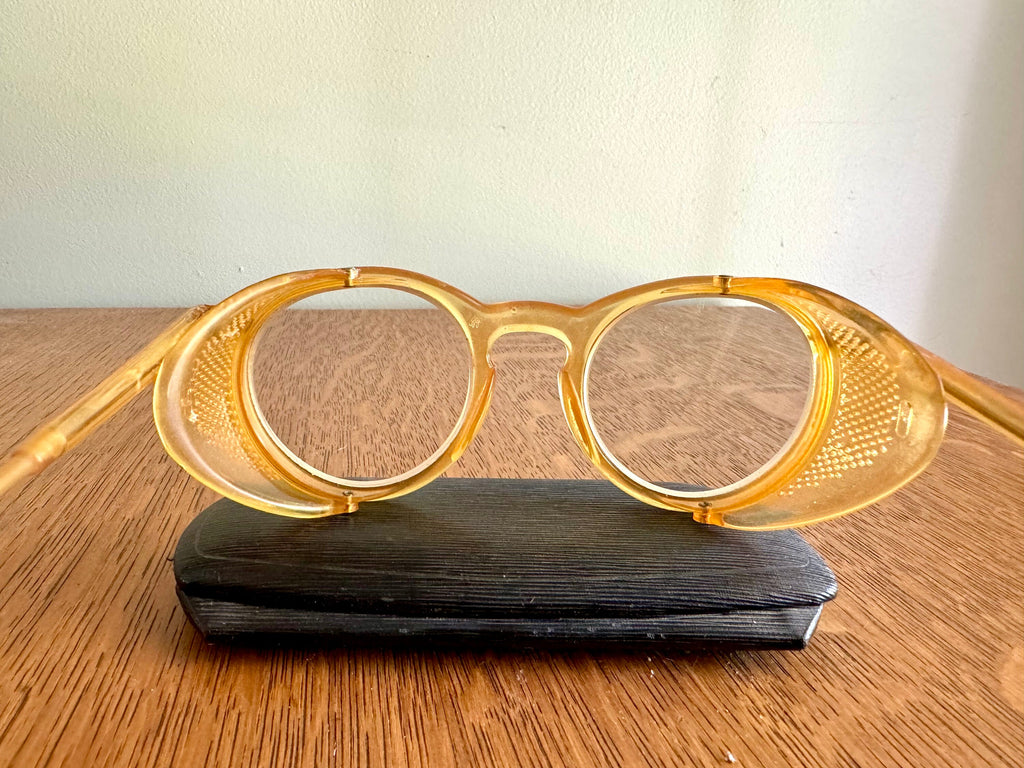 Pair Of 1950's Safety Eyeglasses | Vintage Bausch and Lomb Safety Eyewear | Yellow Safety Eye Glasses | Bausch and Lomb Work Glasses