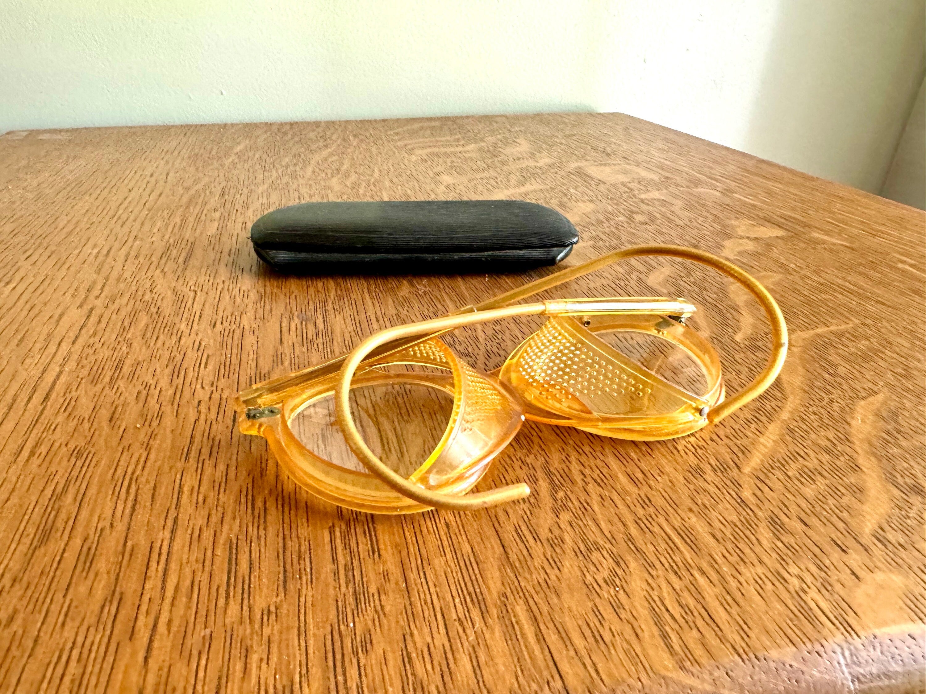 Pair Of 1950's Safety Eyeglasses | Vintage Bausch and Lomb Safety Eyewear | Yellow Safety Eye Glasses | Bausch and Lomb Work Glasses
