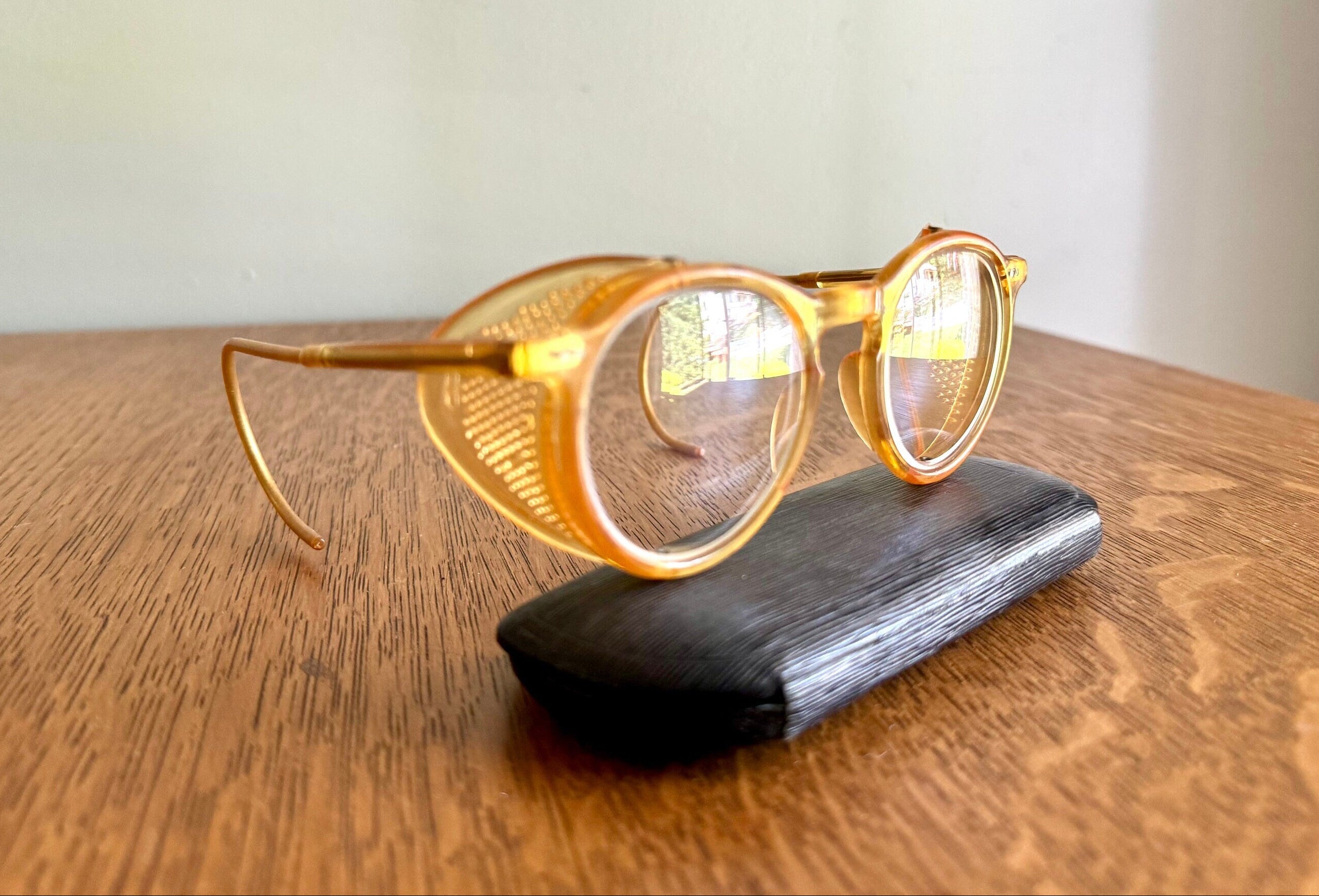 Pair Of 1950's Safety Eyeglasses | Vintage Bausch and Lomb Safety Eyewear | Yellow Safety Eye Glasses | Bausch and Lomb Work Glasses