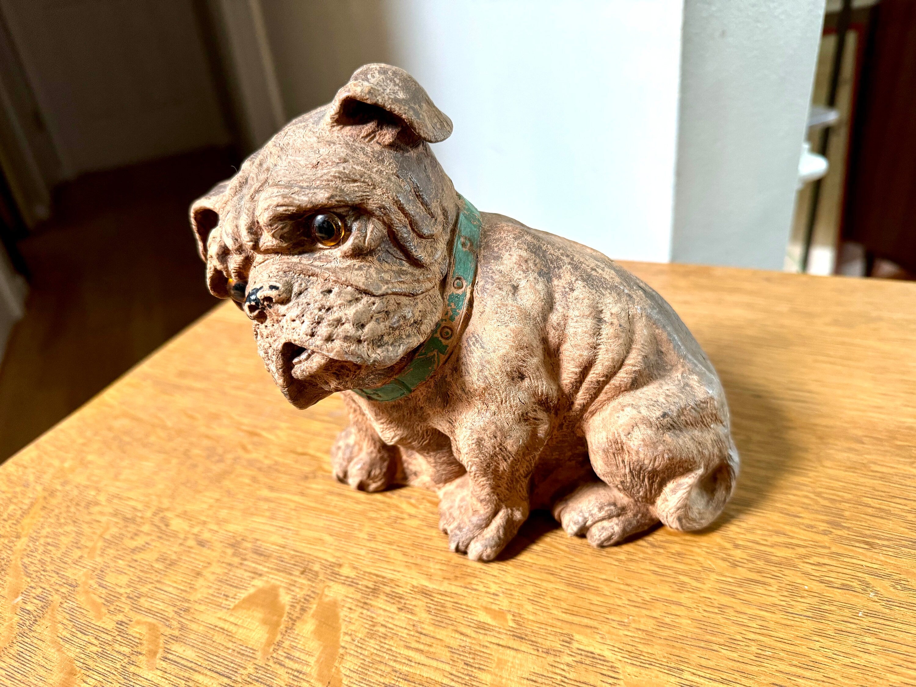 Vintage Carved Syroco Bulldog | Molded Burwood Bulldog | 1930's Syroco Bulldog Statue | Bulldog Lover Statue