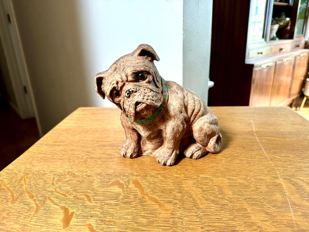 Vintage Carved Syroco Bulldog | Molded Burwood Bulldog | 1930's Syroco Bulldog Statue | Bulldog Lover Statue