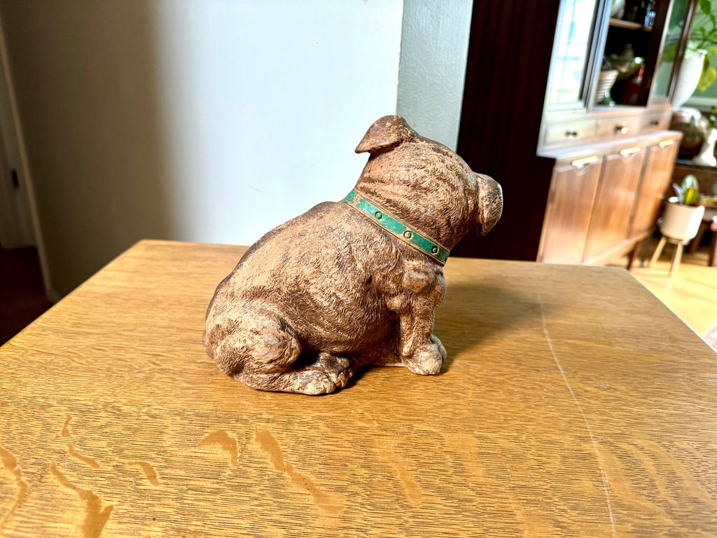 Vintage Carved Syroco Bulldog | Molded Burwood Bulldog | 1930's Syroco Bulldog Statue | Bulldog Lover Statue
