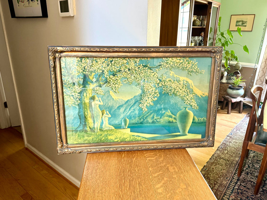 Antique 1920's Henri G. Reynard "Loves Echo" Lithograph | Framed Art Deco Loves Echo Print | Henri G Reynard Litho in Gold Ornate Frame