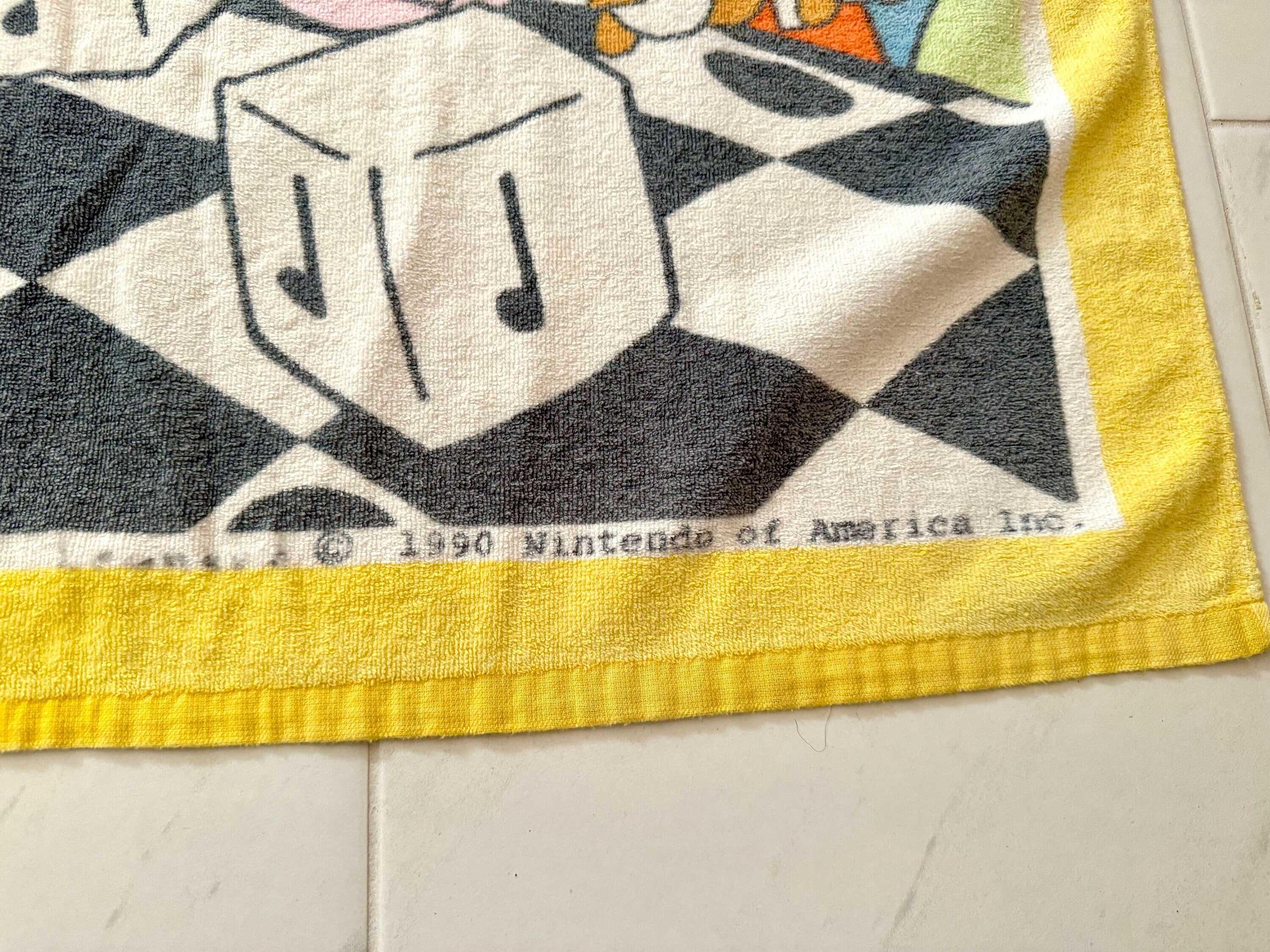 Vtg 1990 Super Mario Bros 3 Beach Towel | Nintendo of America Inc. Beach Towel | Super Mario Bros Yellow Towel