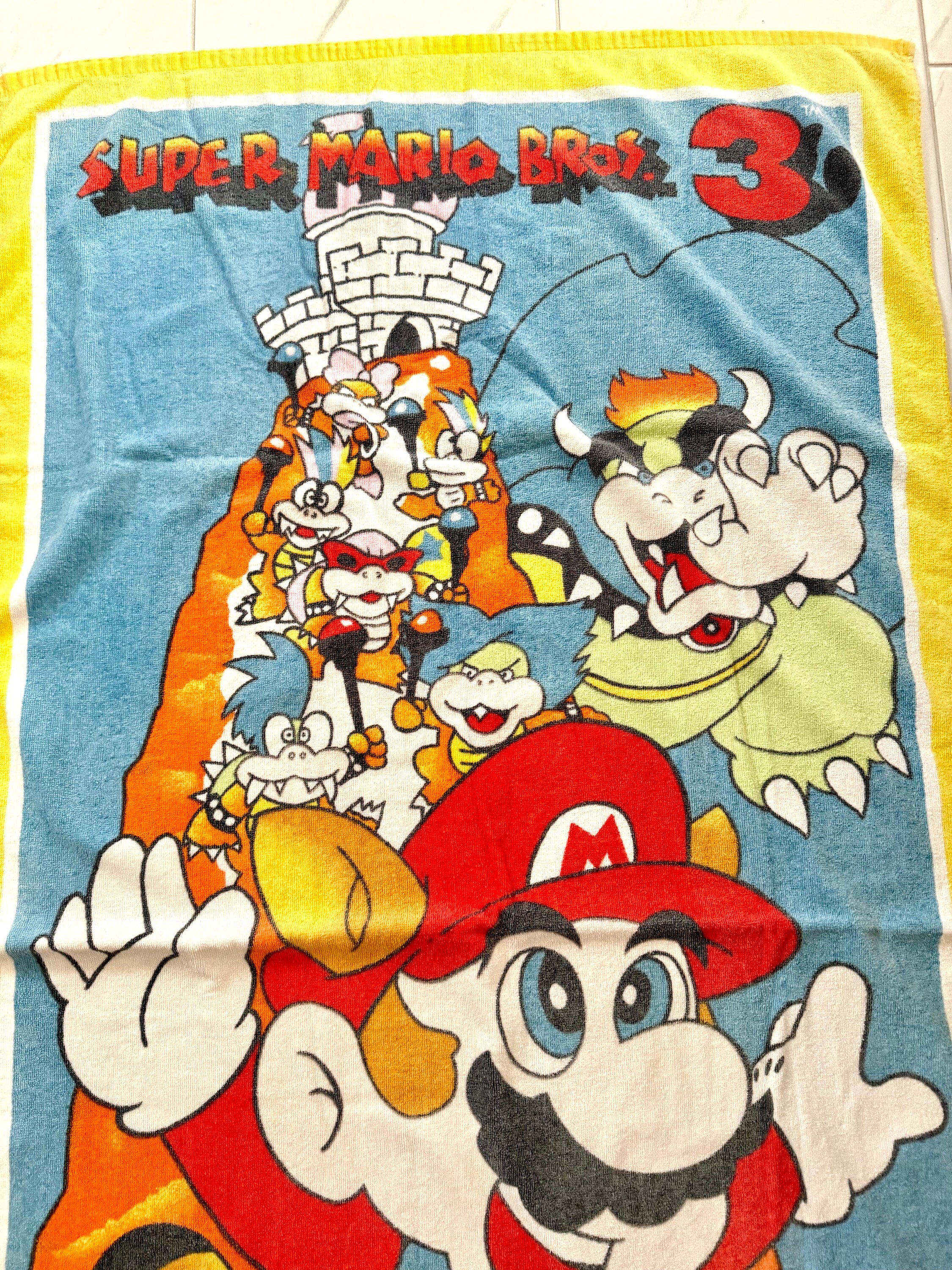 Vtg 1990 Super Mario Bros 3 Beach Towel | Nintendo of America Inc. Beach Towel | Super Mario Bros Yellow Towel