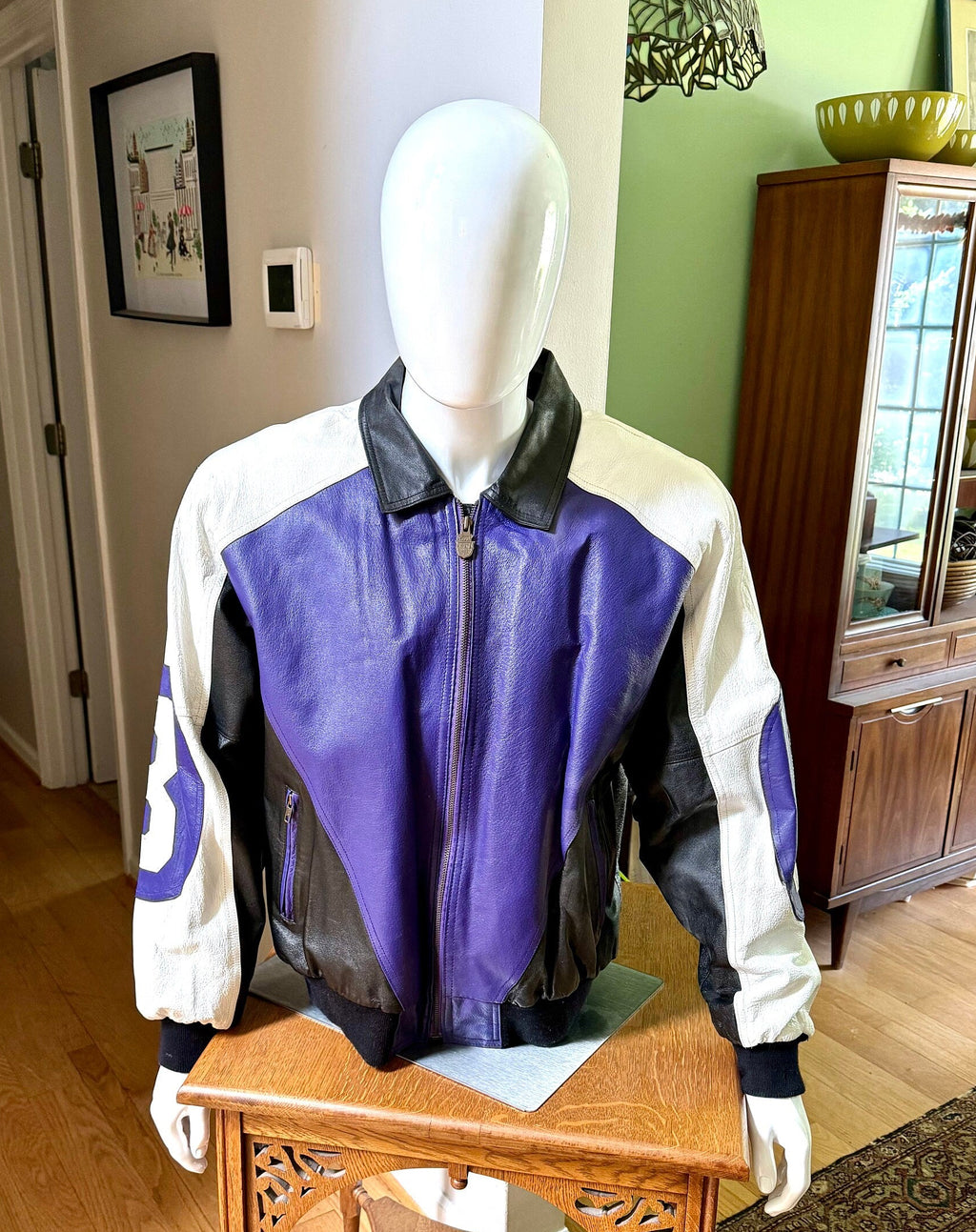 1990's Michael Hoban Purple 8 Leather Jacket | Vintage Michael Hoban Wheremi Jacket | XL Purple 8 Ball Jacket